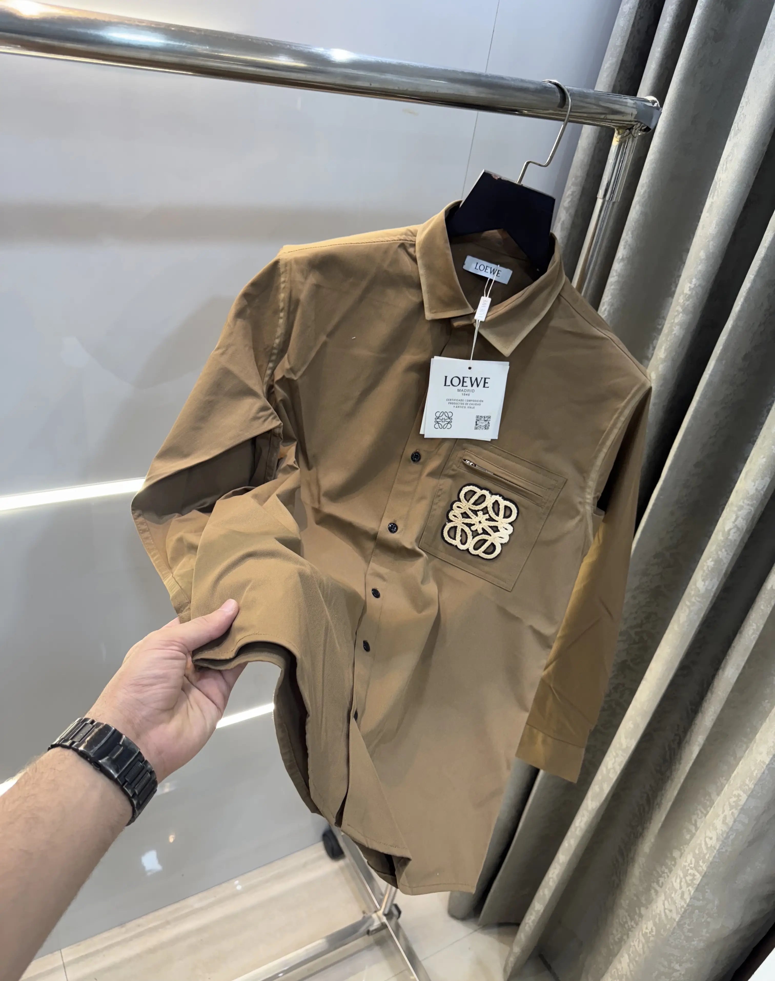 LOEWE Brown Embroidery Logo Imported Shirt Main image