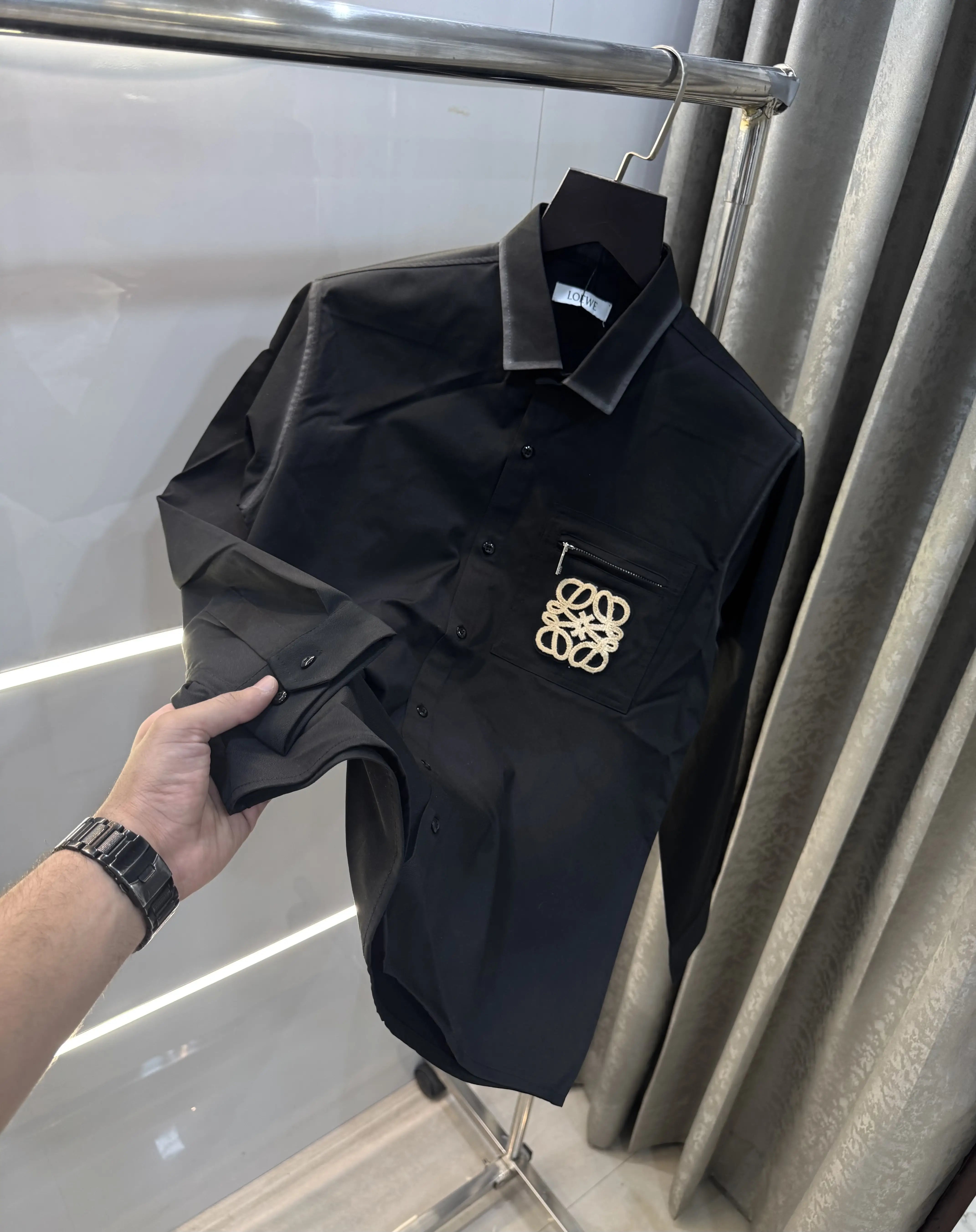LoEWe Black Embroidery Logo Imported Shirt Main image