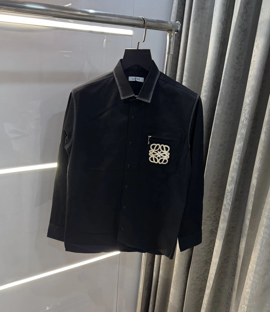 LoEWe Black Embroidery Logo Imported Shirt