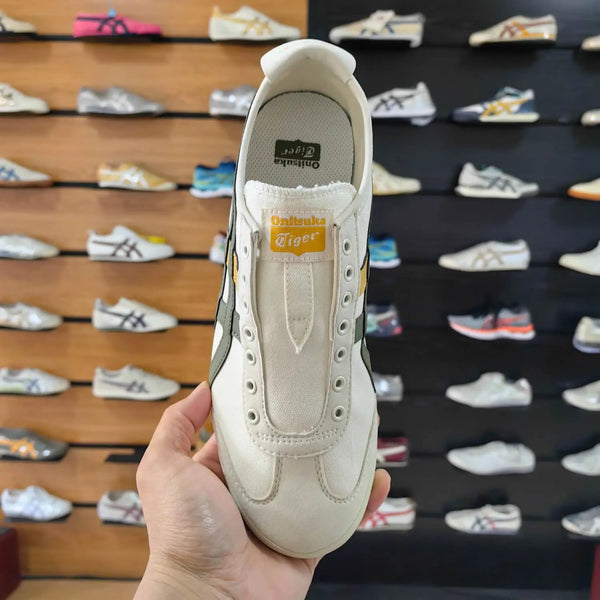 Onitsuka Tiger Mexico 66 Slip On Cream Spinach Green Yellow For Mens