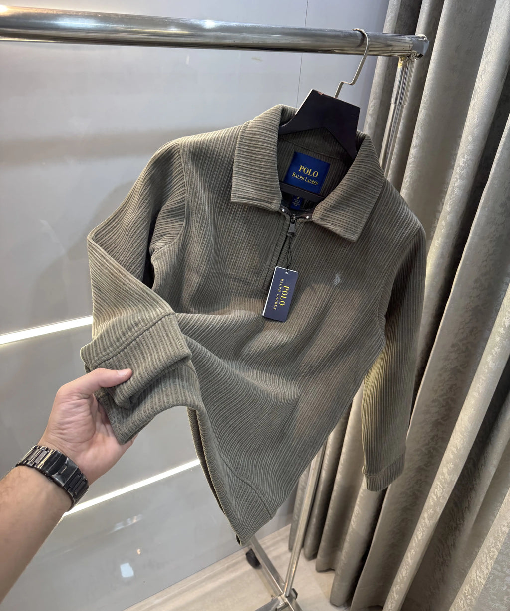 Ralph Lauren Green Cord Imported Pull Sweatshirt
