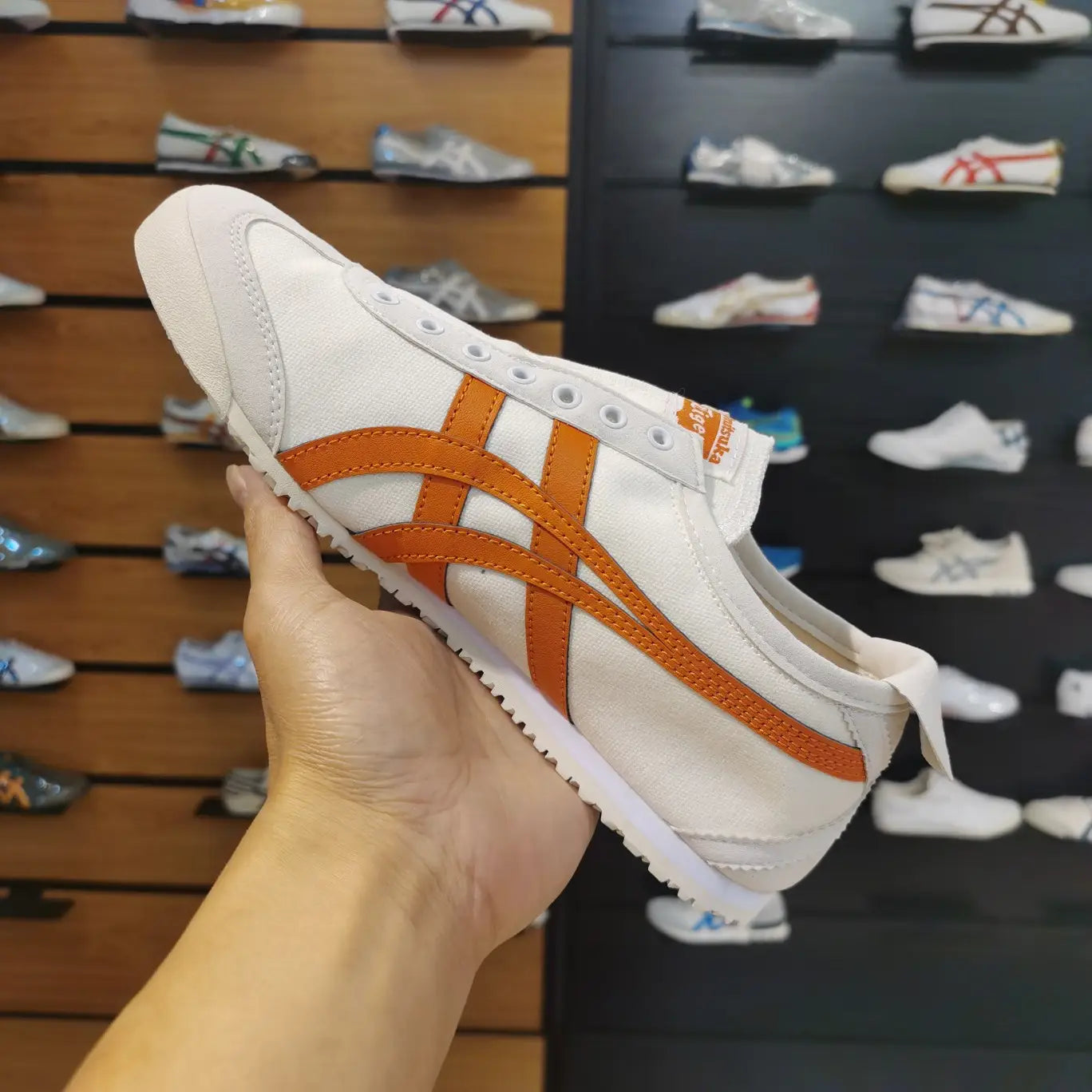 Onitsuka Tiger Mexico 66 Slip On Cream Orange Sneakers For Men