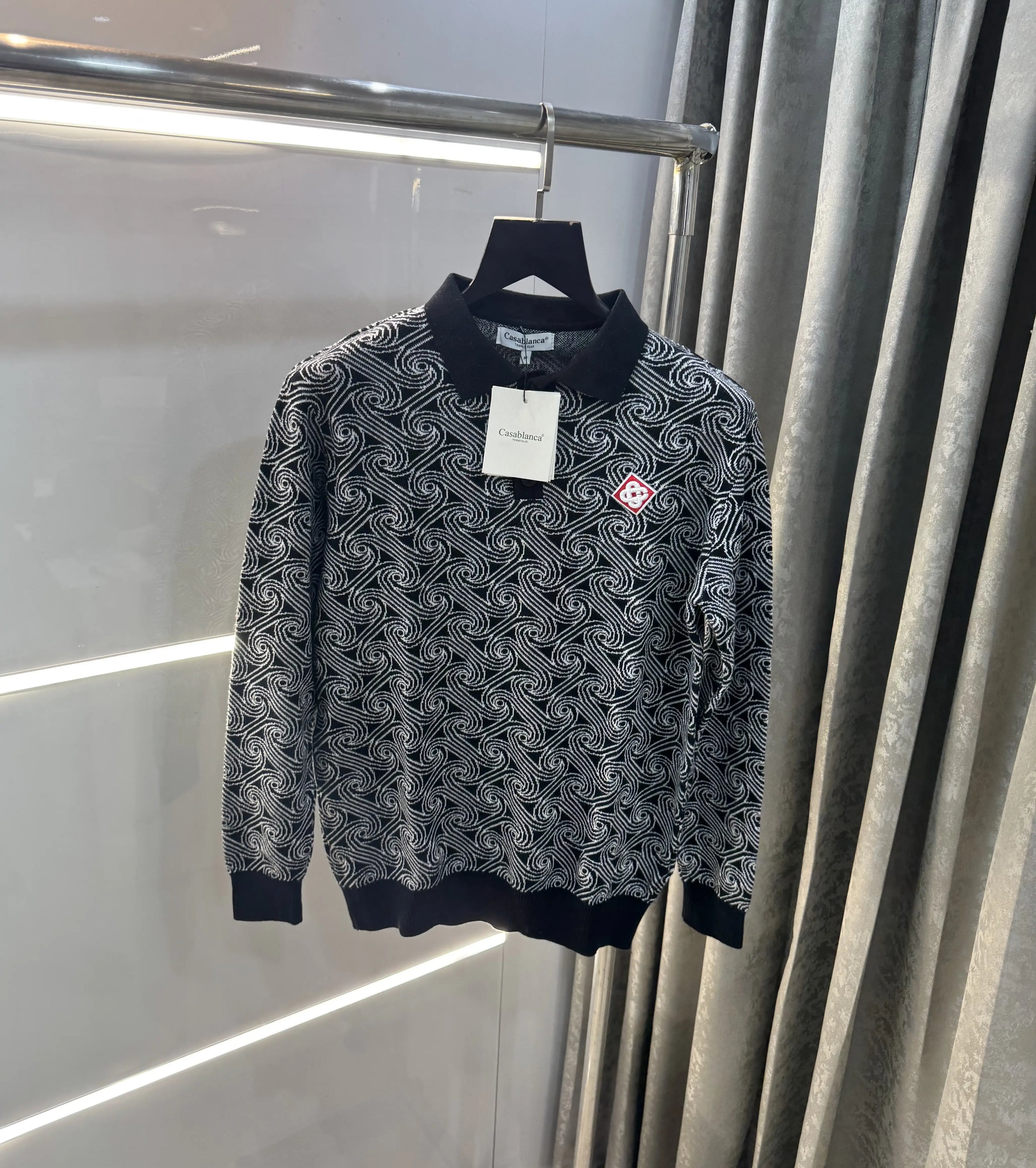Casablanca Black Knitted Imported Polo T-Shirt