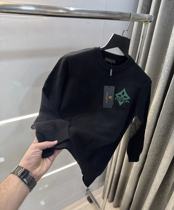 Louis  Vuitton Black Imported Knitted Pull Over