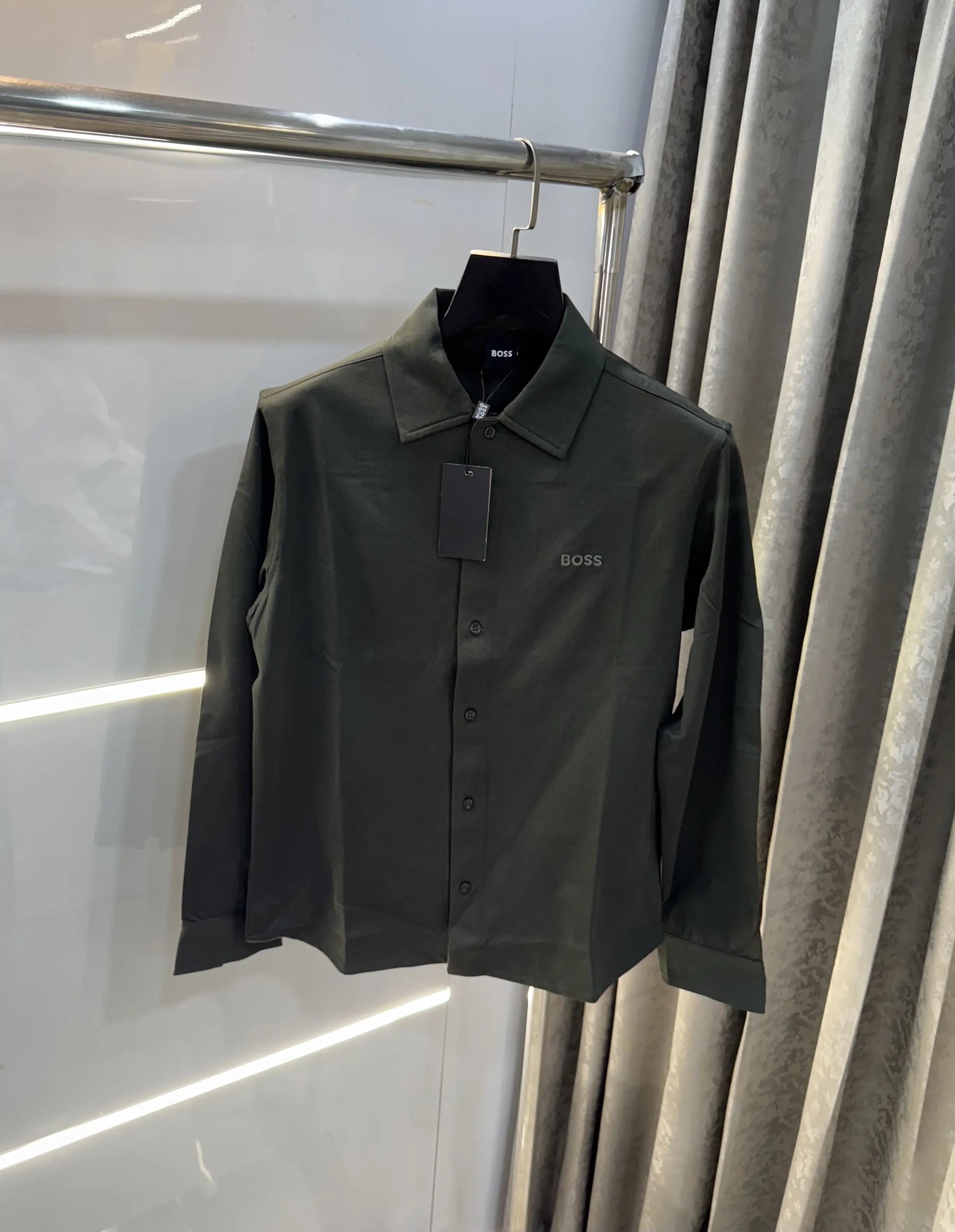Hugo  Boss Olive Embroidery Logo Imported Lycra Shirt Main image