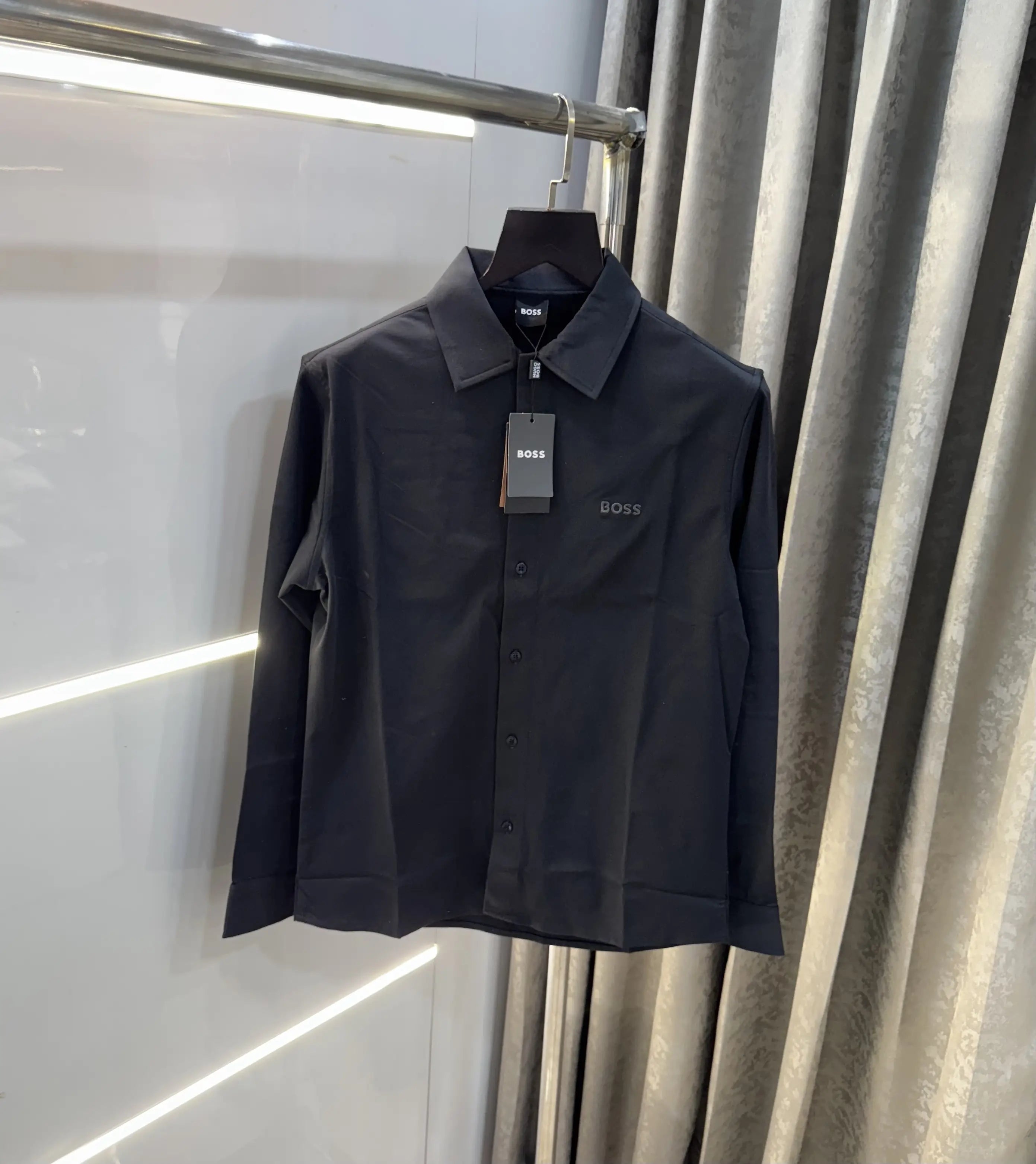 Hugo  Boss Navy Blue Embroidery Logo Imported Lycra Shirt Main image