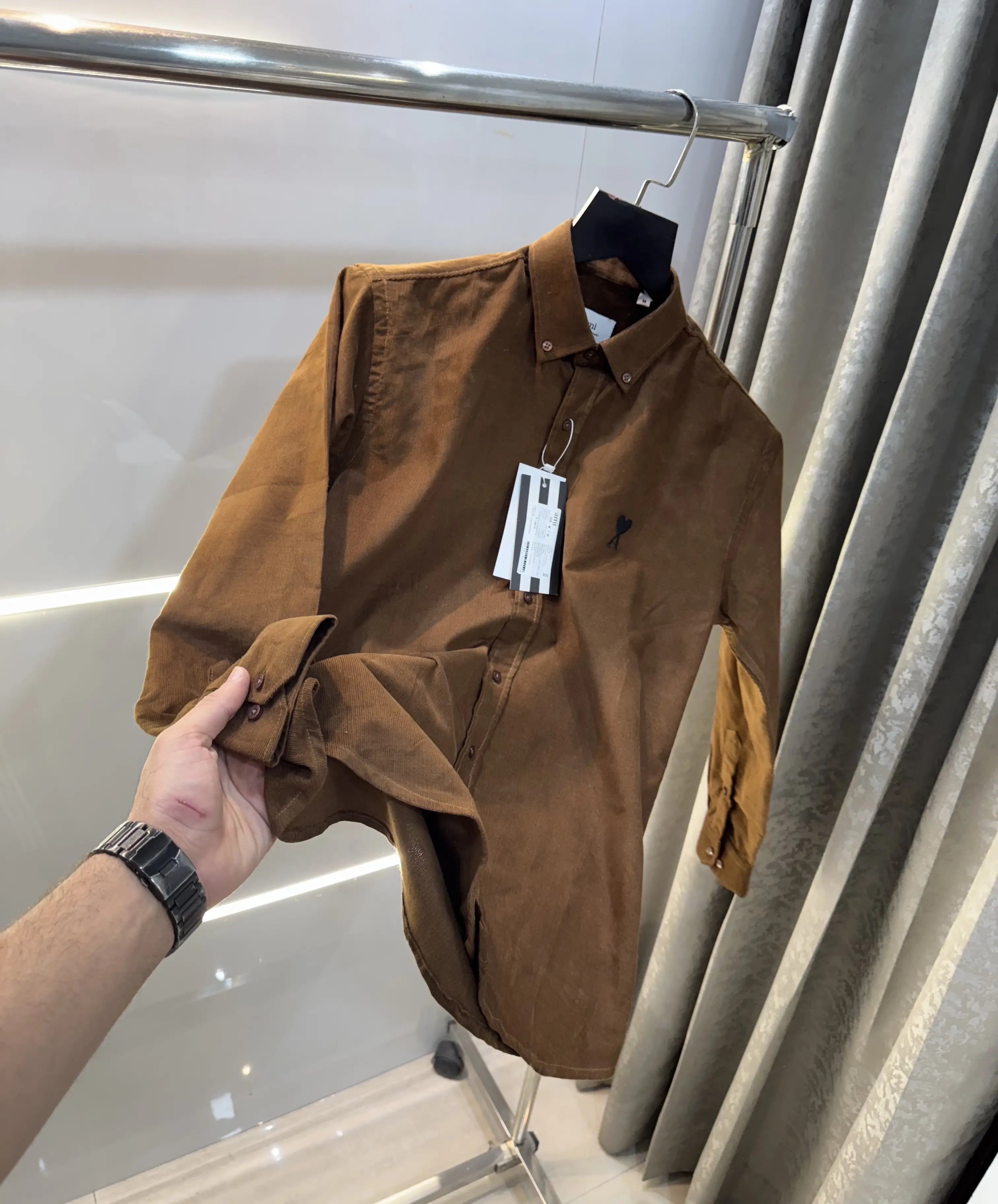 Ami Paris Brown Embroidry Logo Premium Shirt Main image