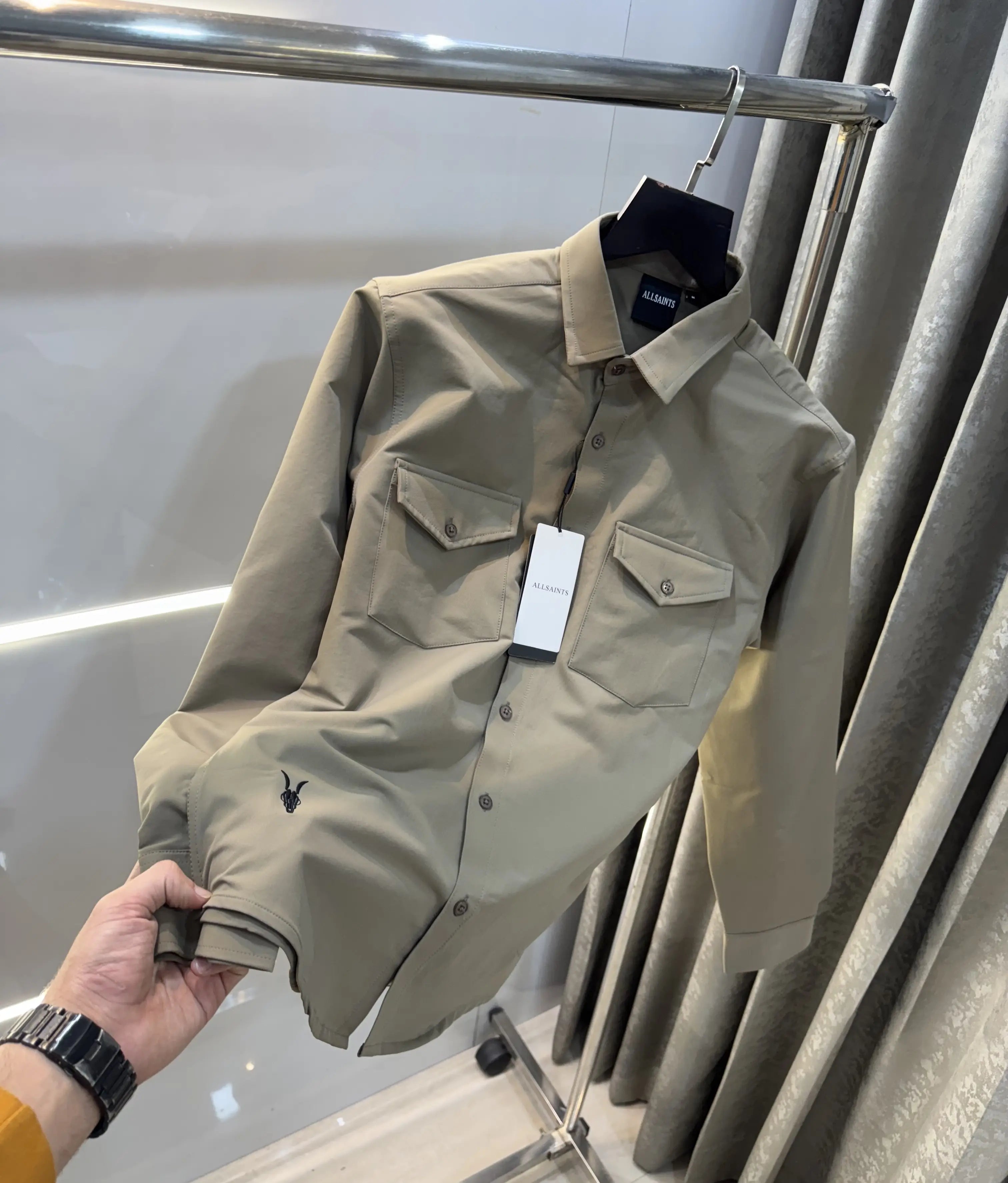 All Saints Olive Green Imported Cargo Shirt Secondary image
