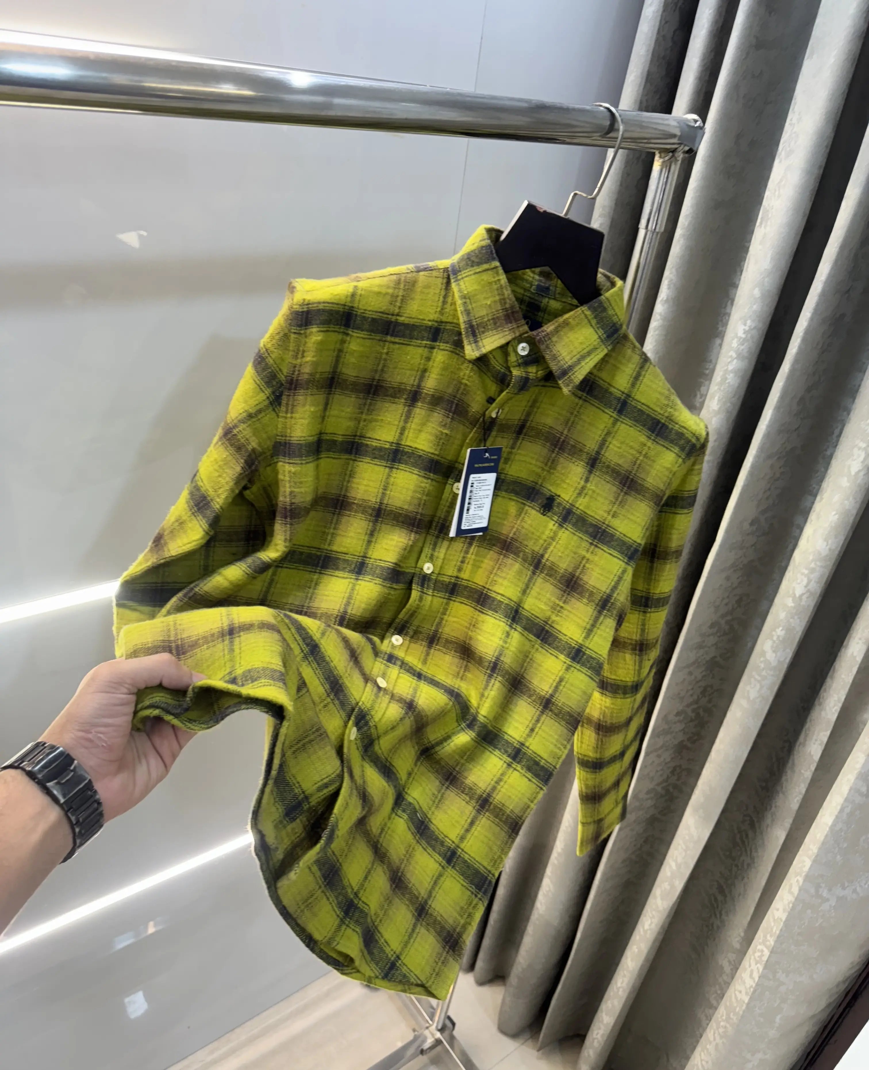 Ralph  Lauren Green Brushing Checks Premium Shirt Main image