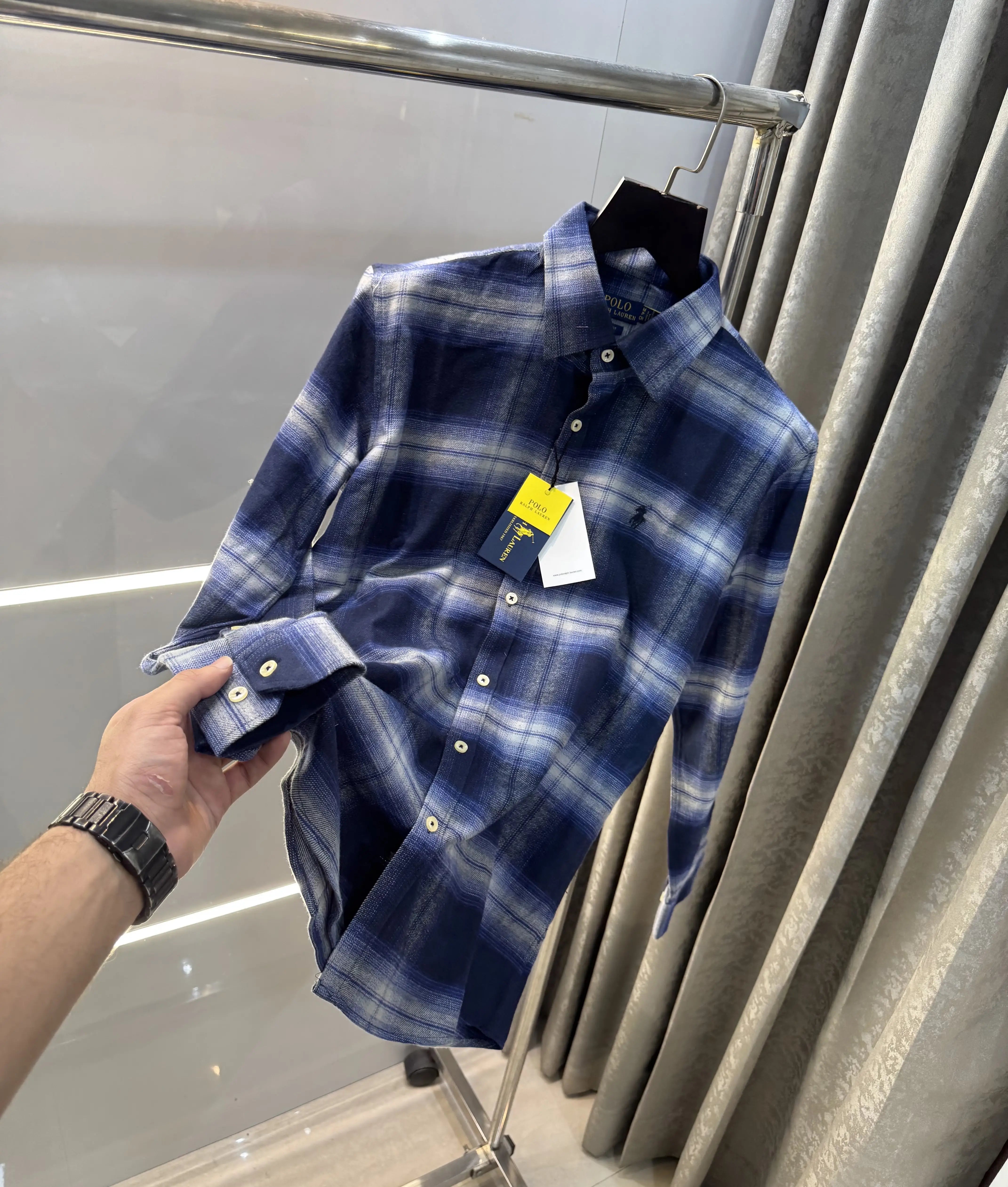 Ralph  Lauren Blue Brushing Checks Premium Shirt Secondary image
