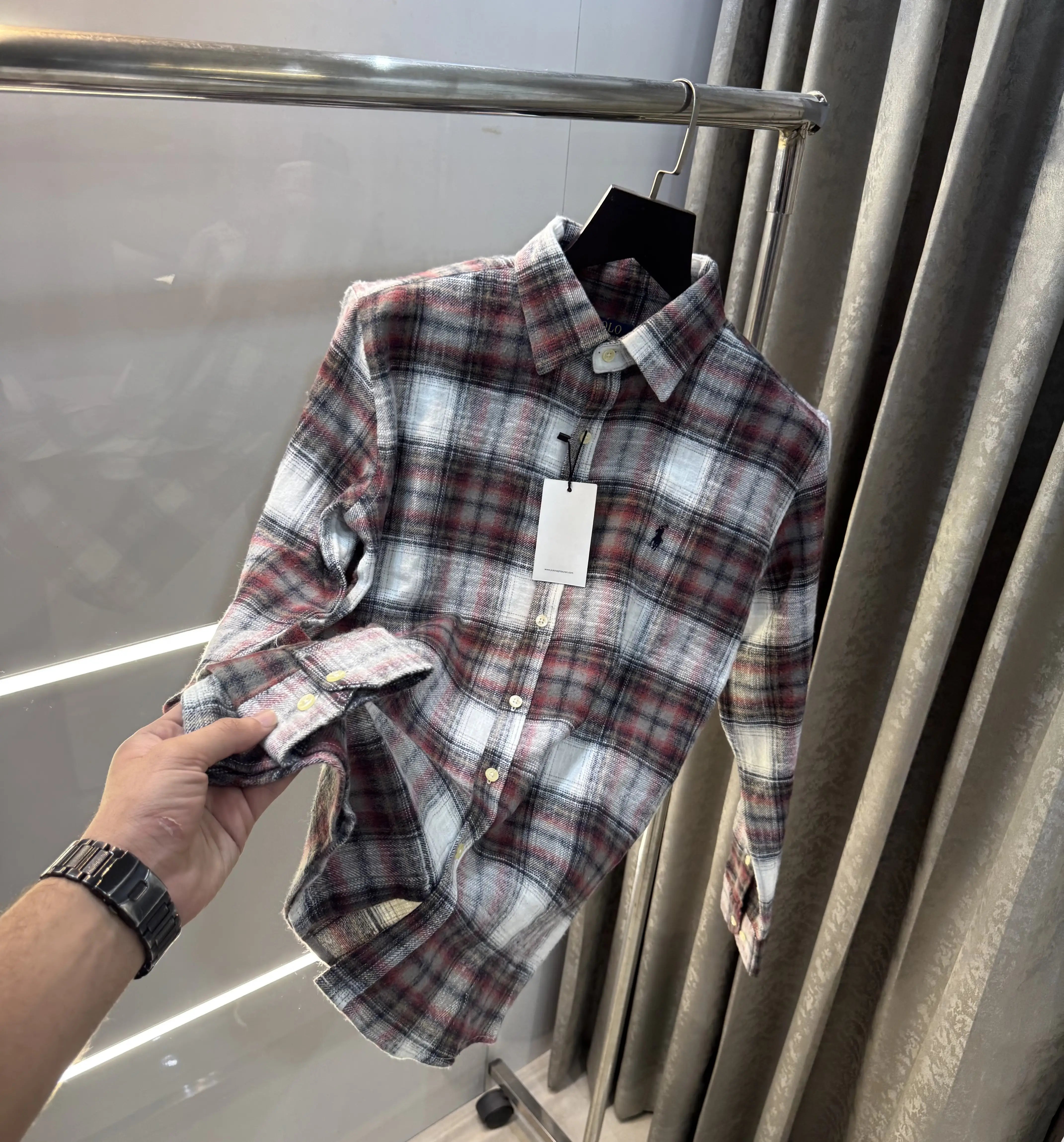 Ralph  Lauren Maroon Brushing Checks Premium Shirt Secondary image