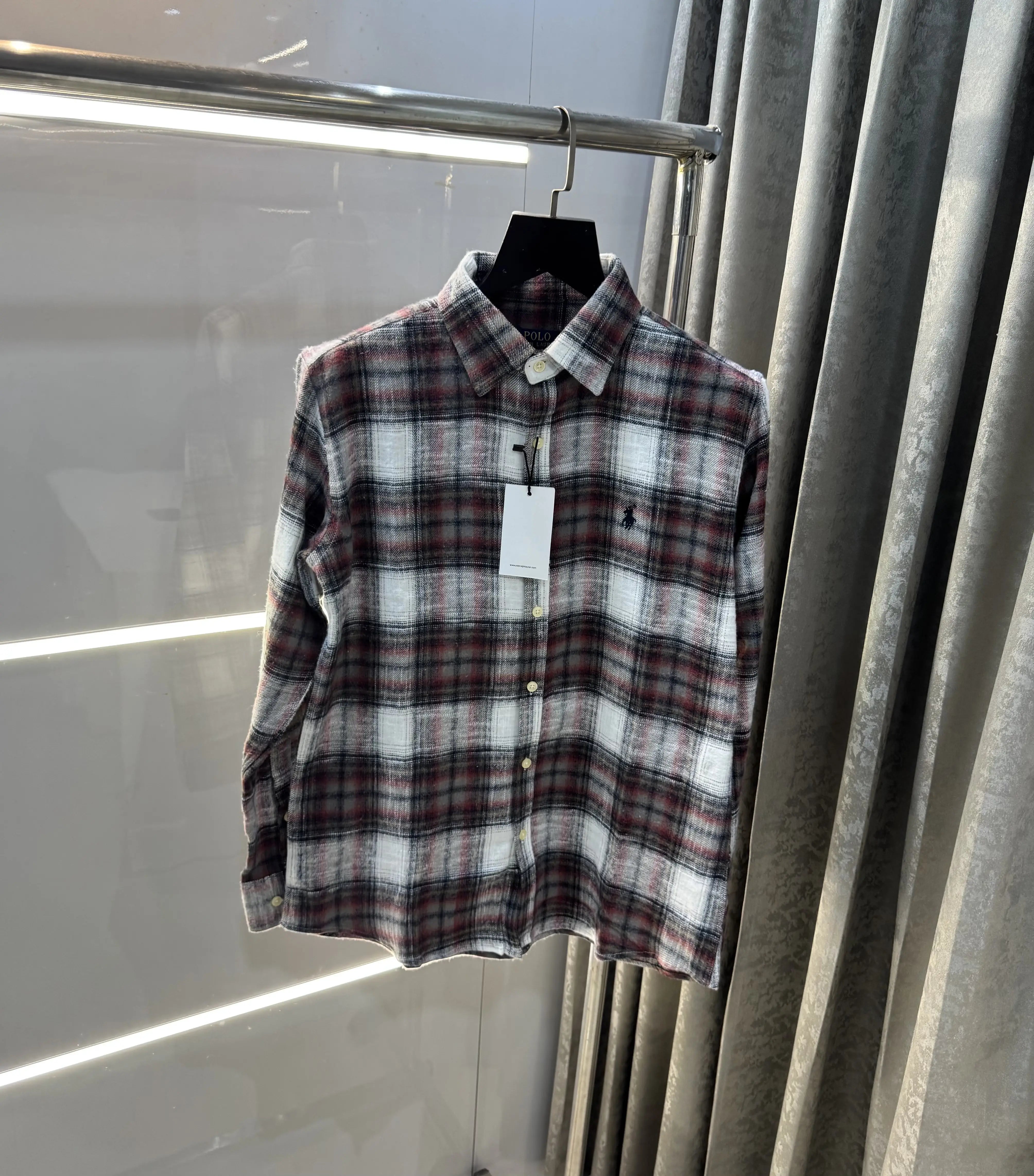 Ralph  Lauren Maroon Brushing Checks Premium Shirt Main image