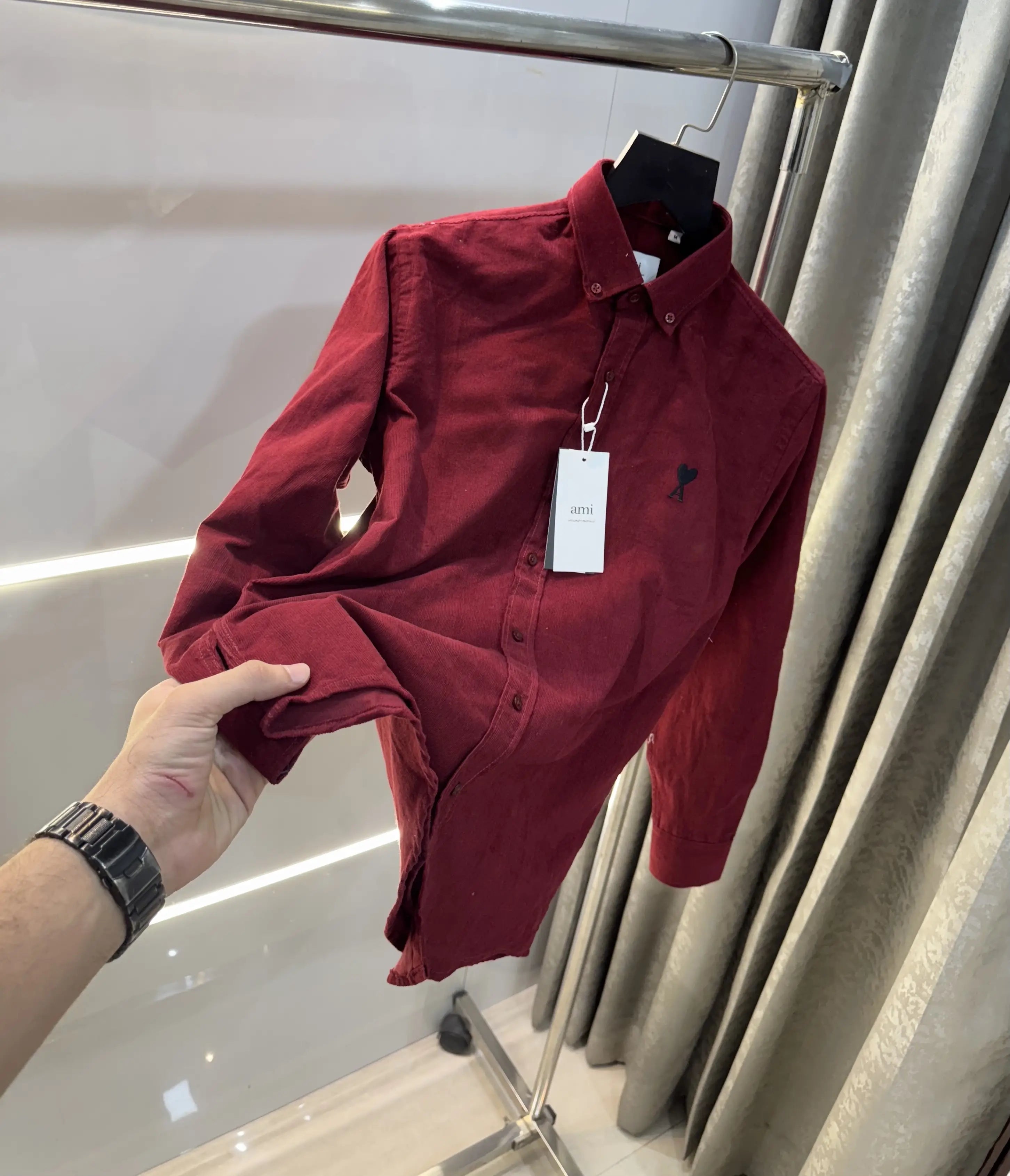 Ami Paris Maroon Embroidry Logo Premium Shirt Secondary image