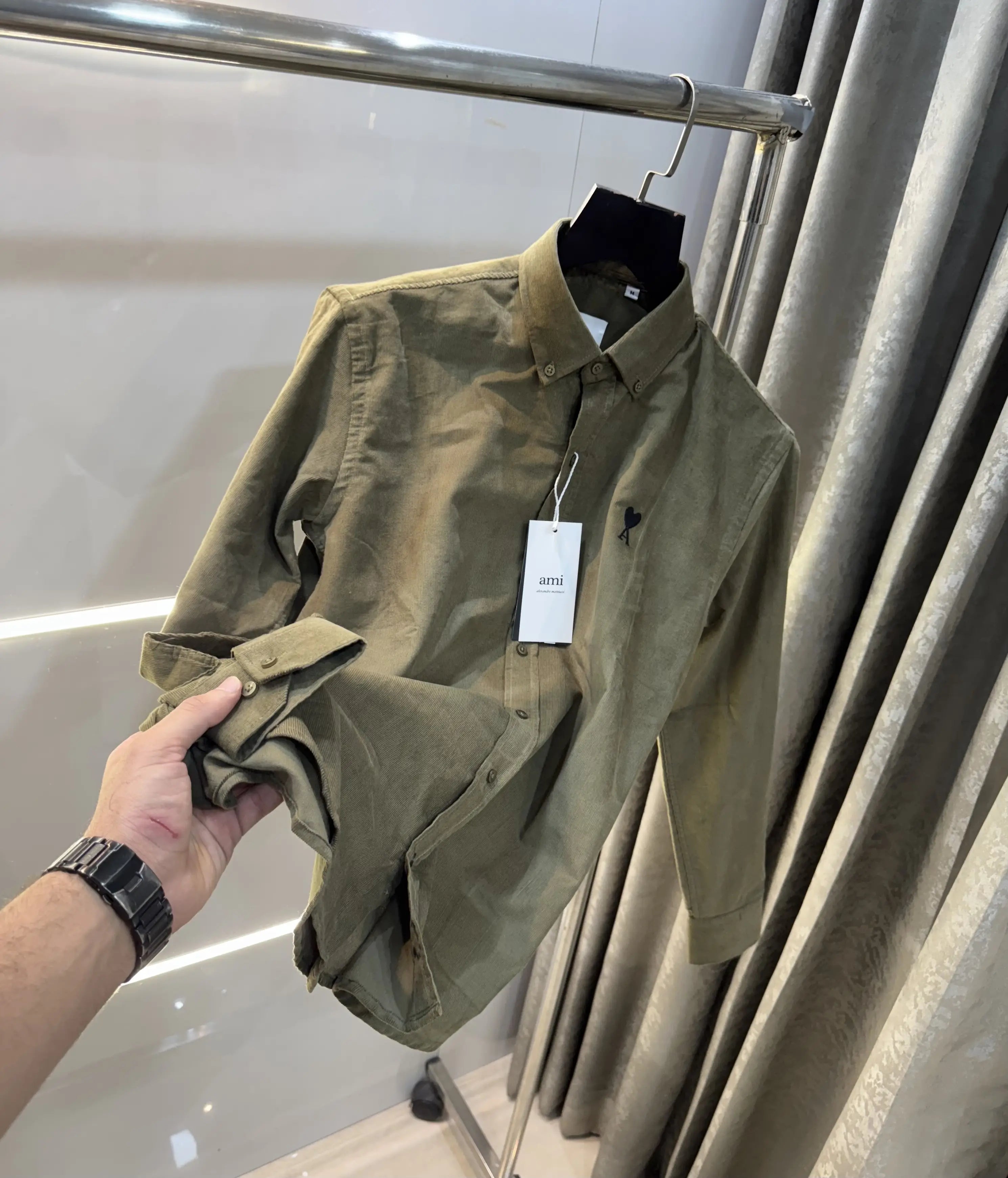 Ami Paris Olive Embroidry Logo Premium Shirt Secondary image