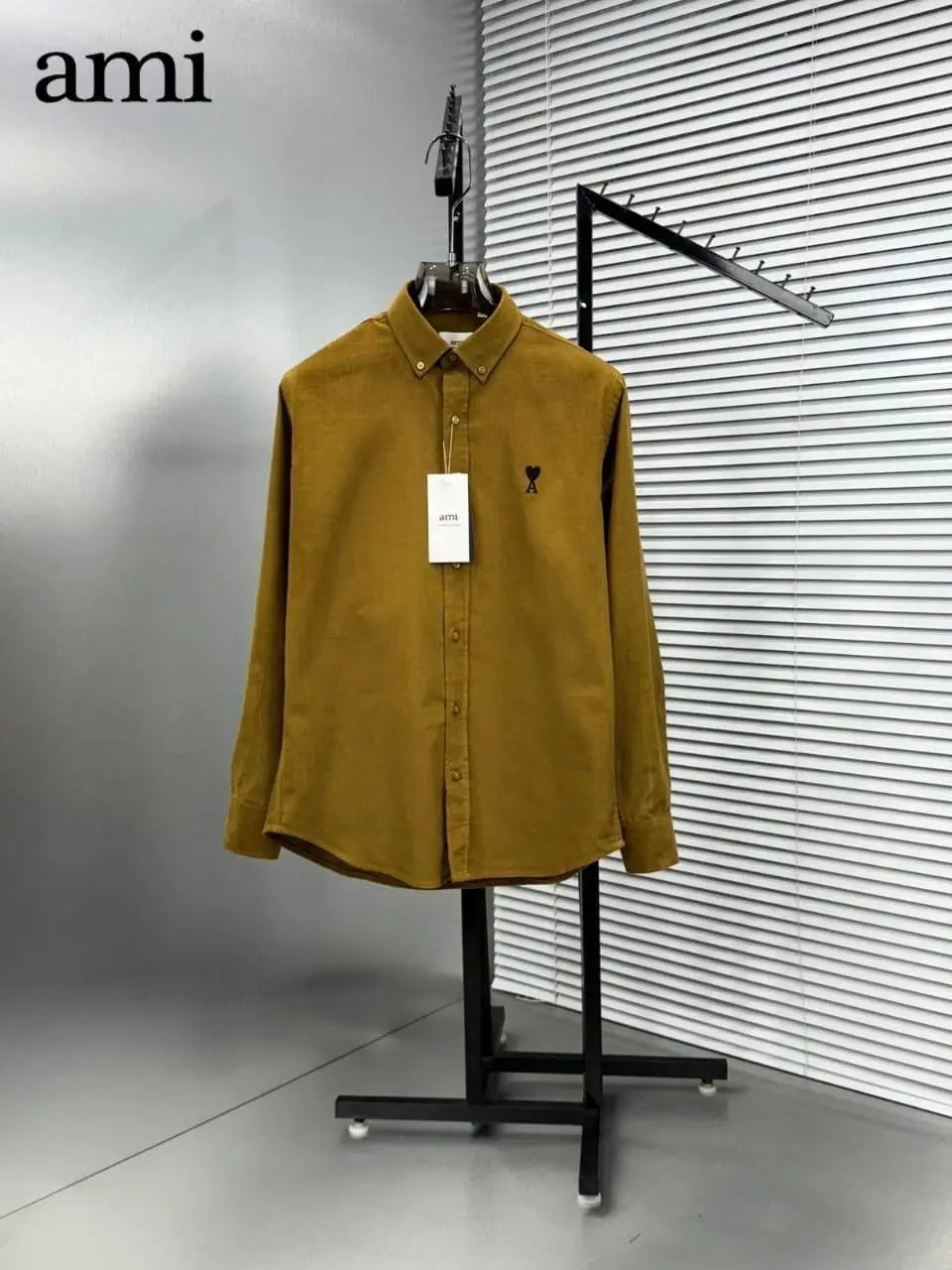 Ami Paris Light Brown Embroidry Logo Premium Shirt Main image