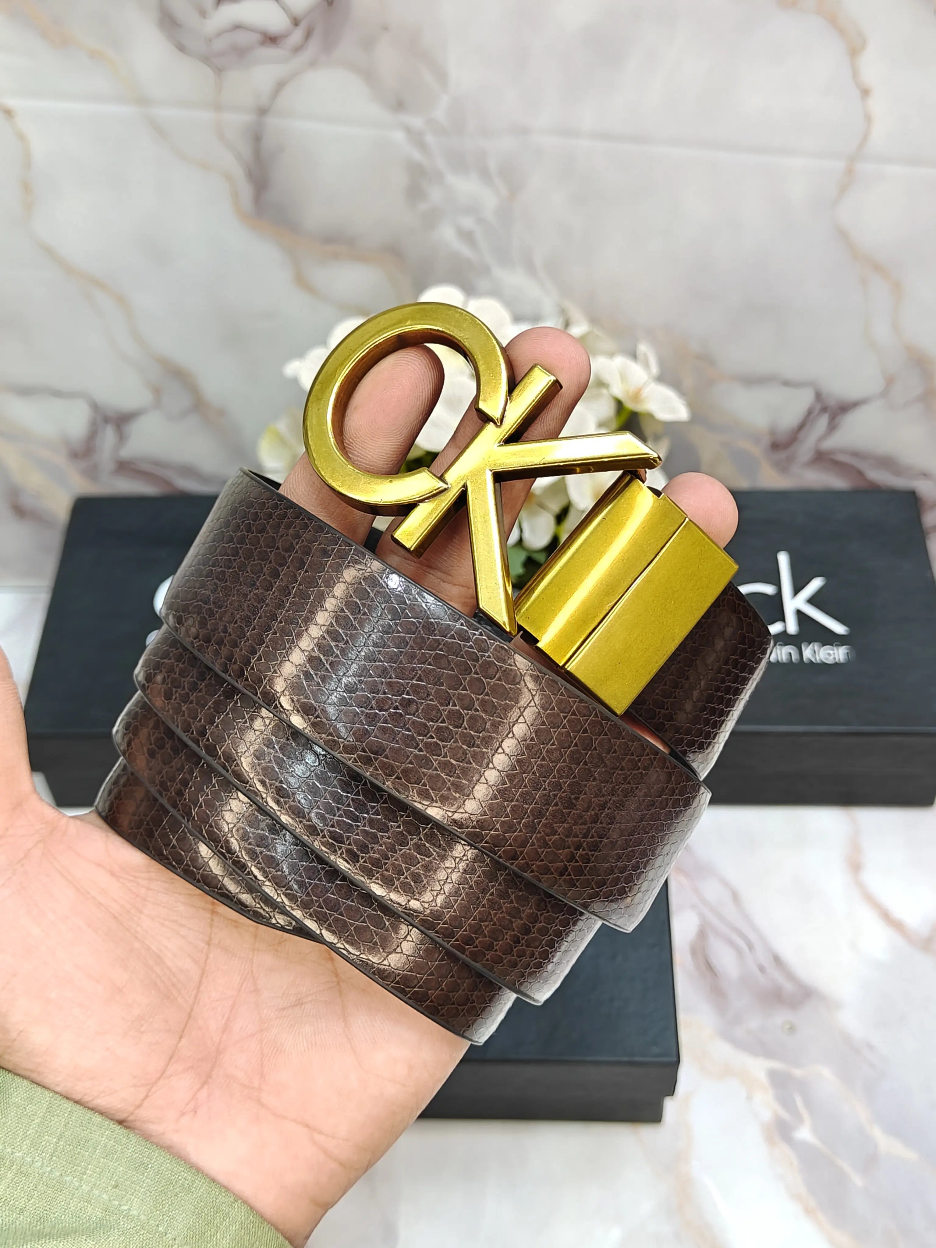 CK CALVIN KLEIN PREMIUM QUALITY REVERSEABLE BELT WITH OG BOX CK-511