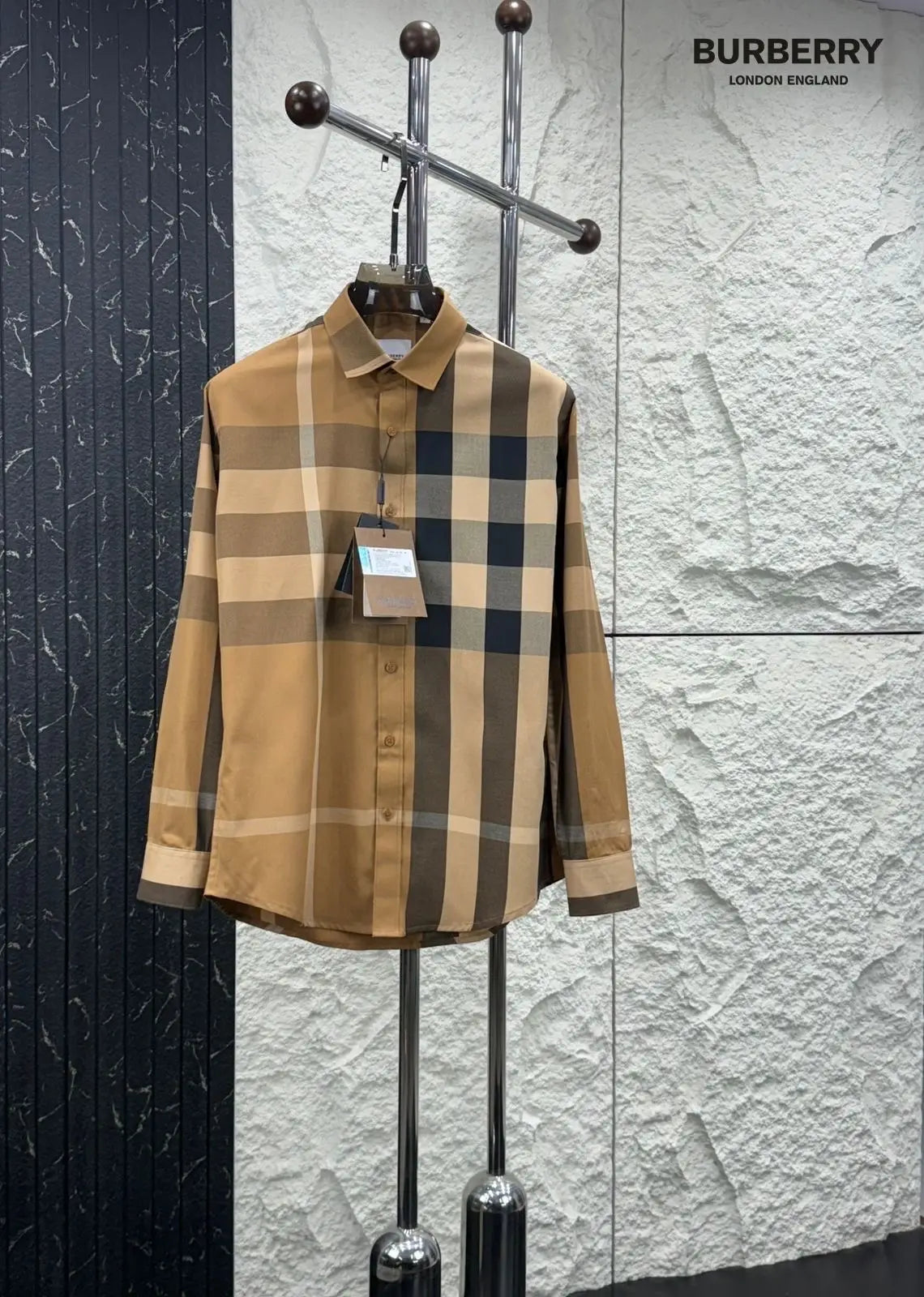 Burberr y 3 Beige Checks Premium Shirt With Original Bo_X Packing Main image