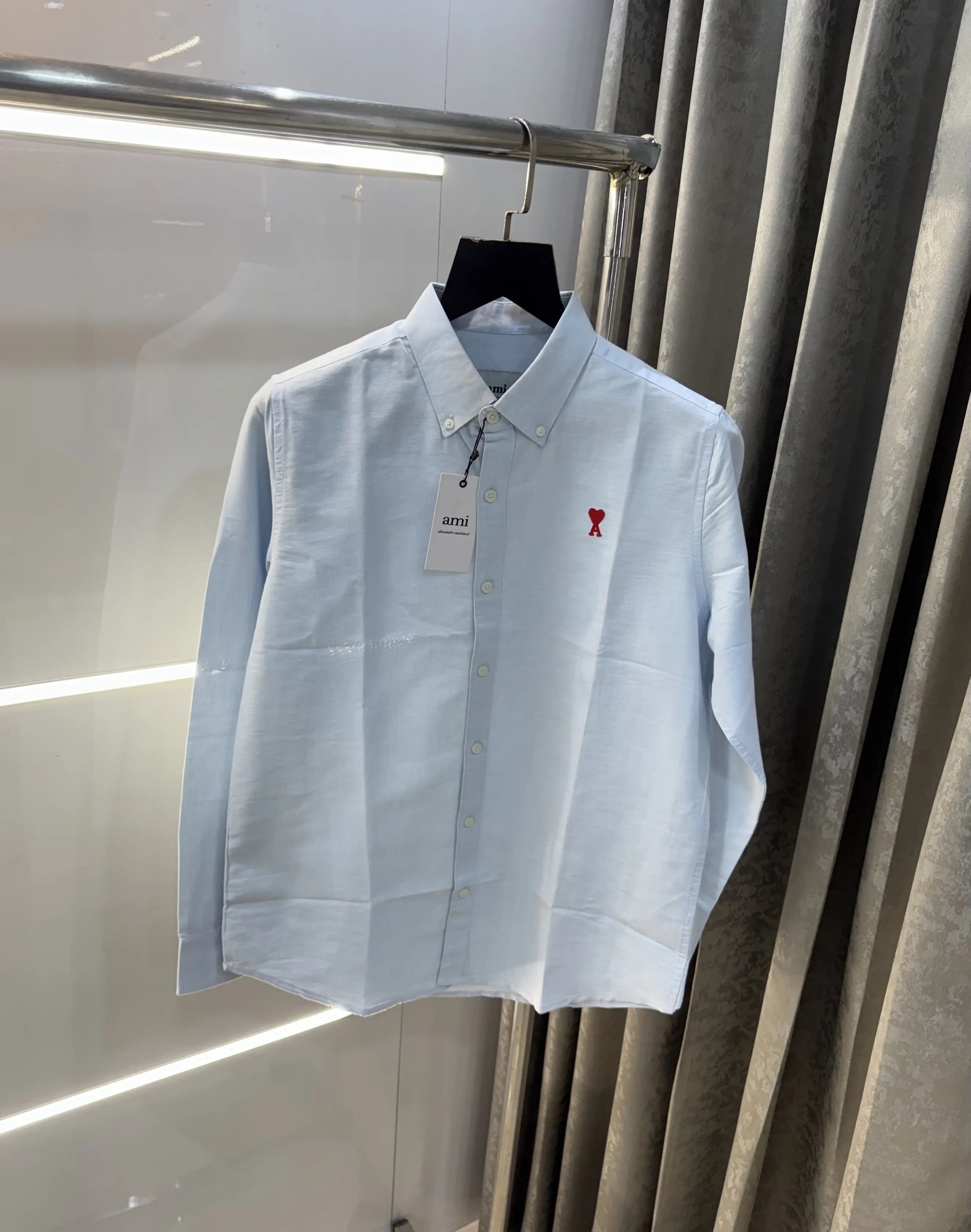 Ami Paris Sky Blue Embroidry Logo Premium Shirt Secondary image