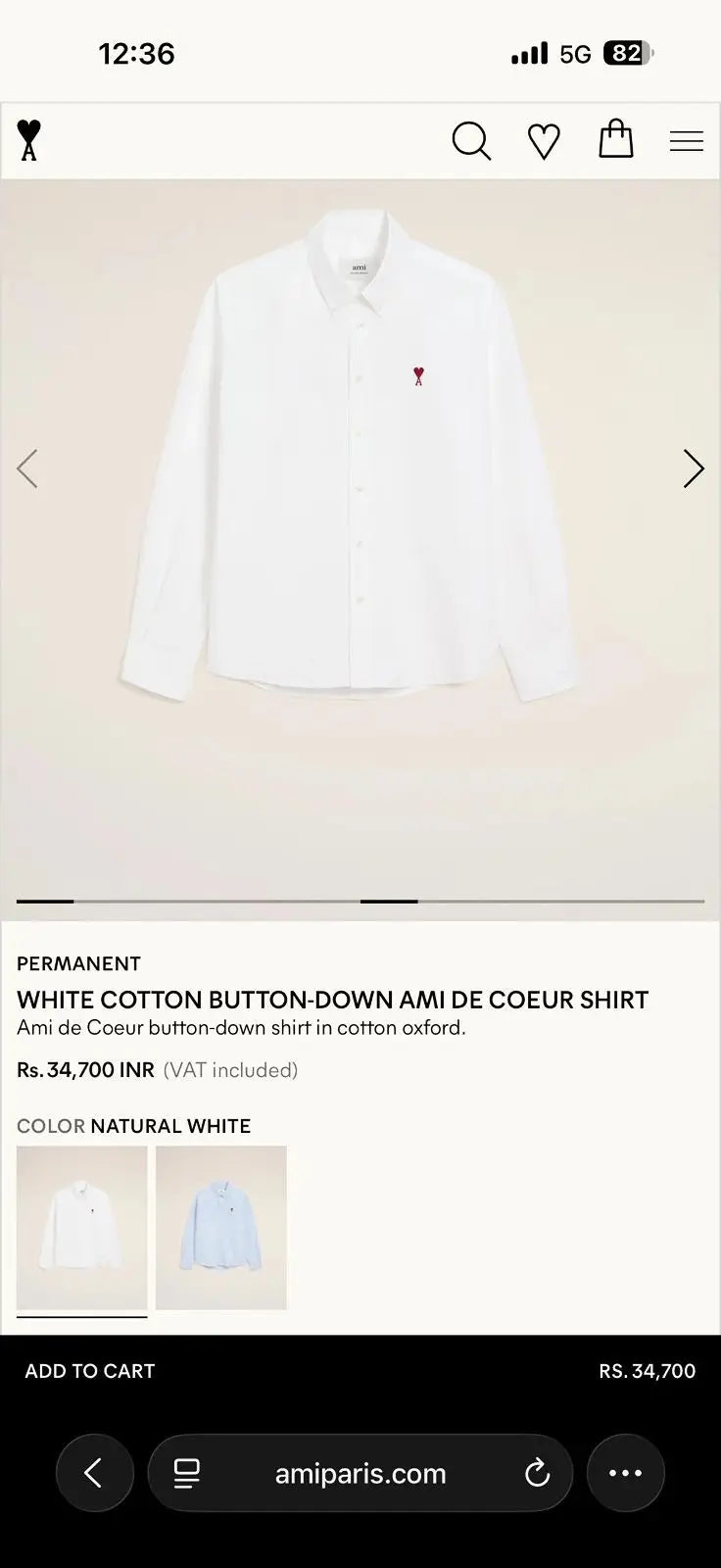 Ami Paris White Embroidry Logo Premium Shirt Secondary image