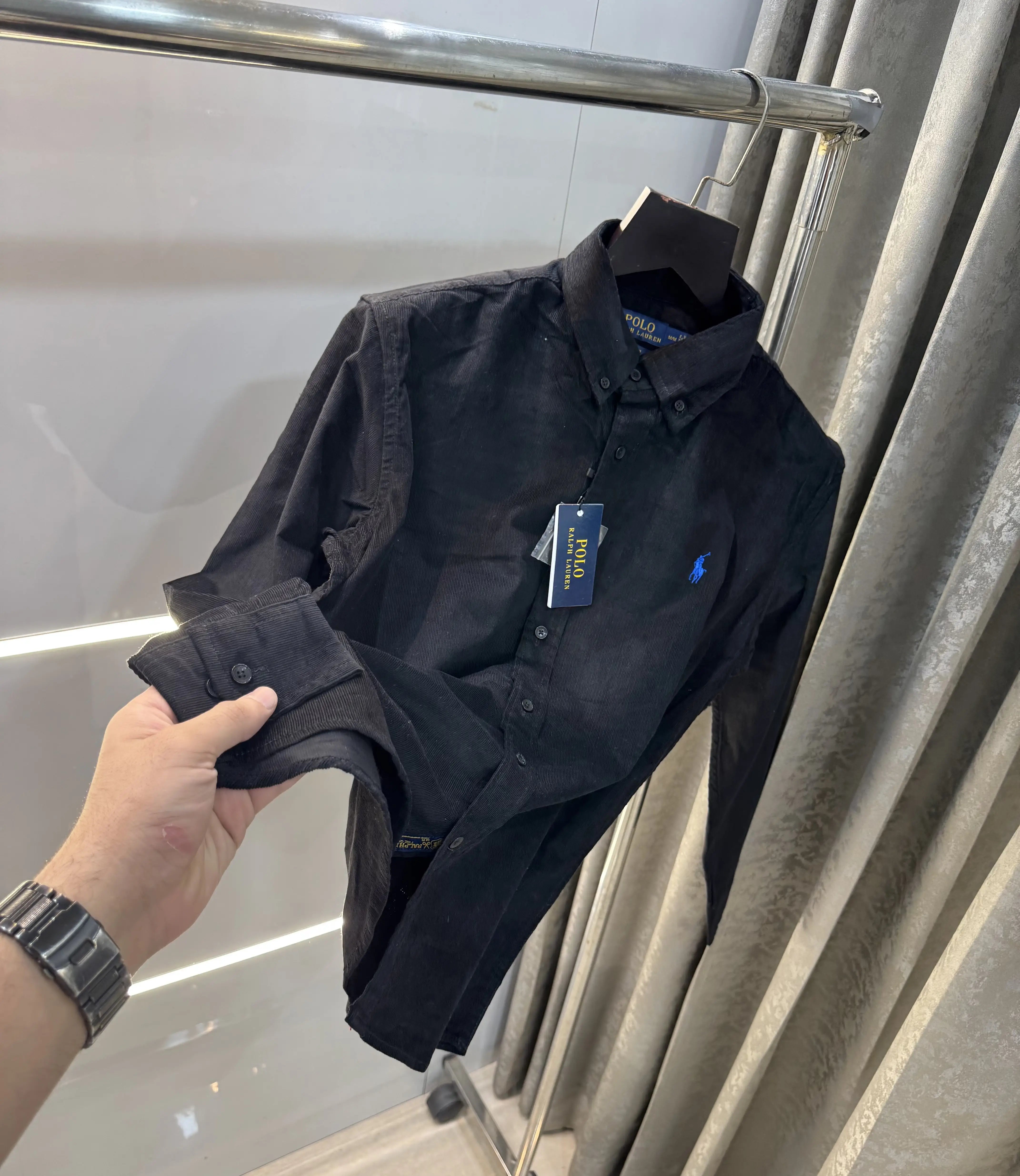 Ralph  Lauren Black Embroidry Logo Premium Cord Shirt Main image