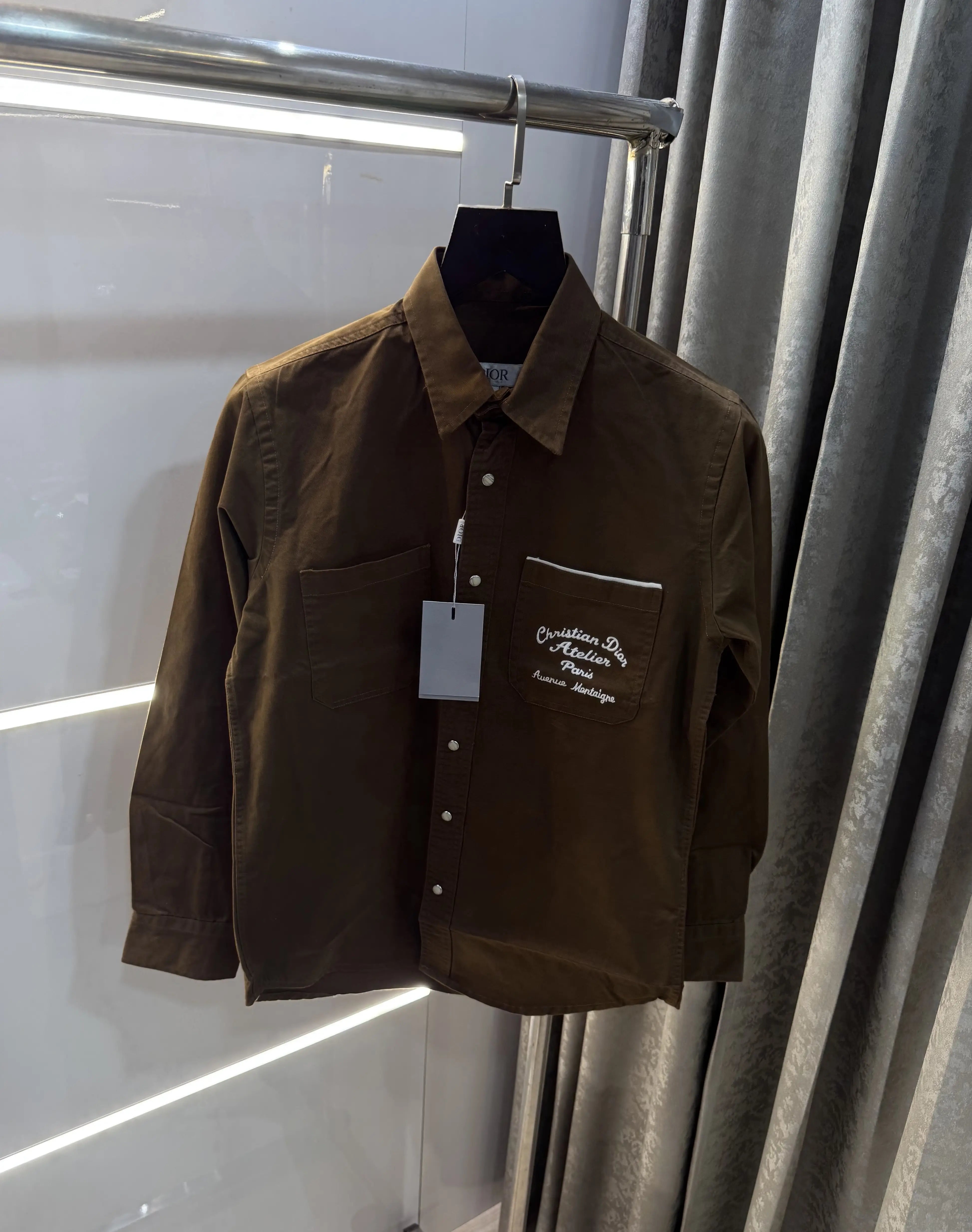 Christian Dior Dark Brown Embroidery Logo Premium Shirt Main image