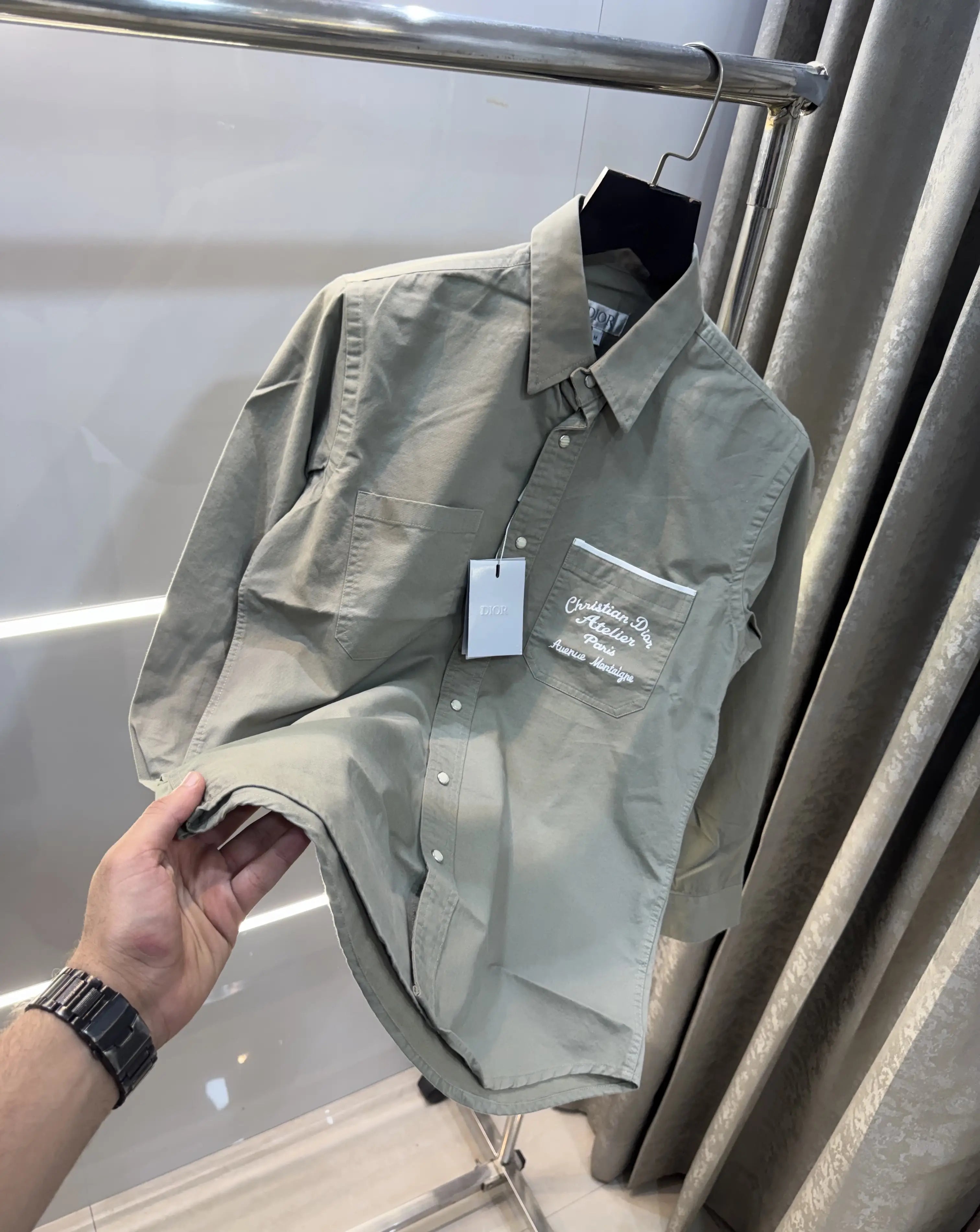 Christian Dior teal Green Embroidery Logo Premium Shirt Main image