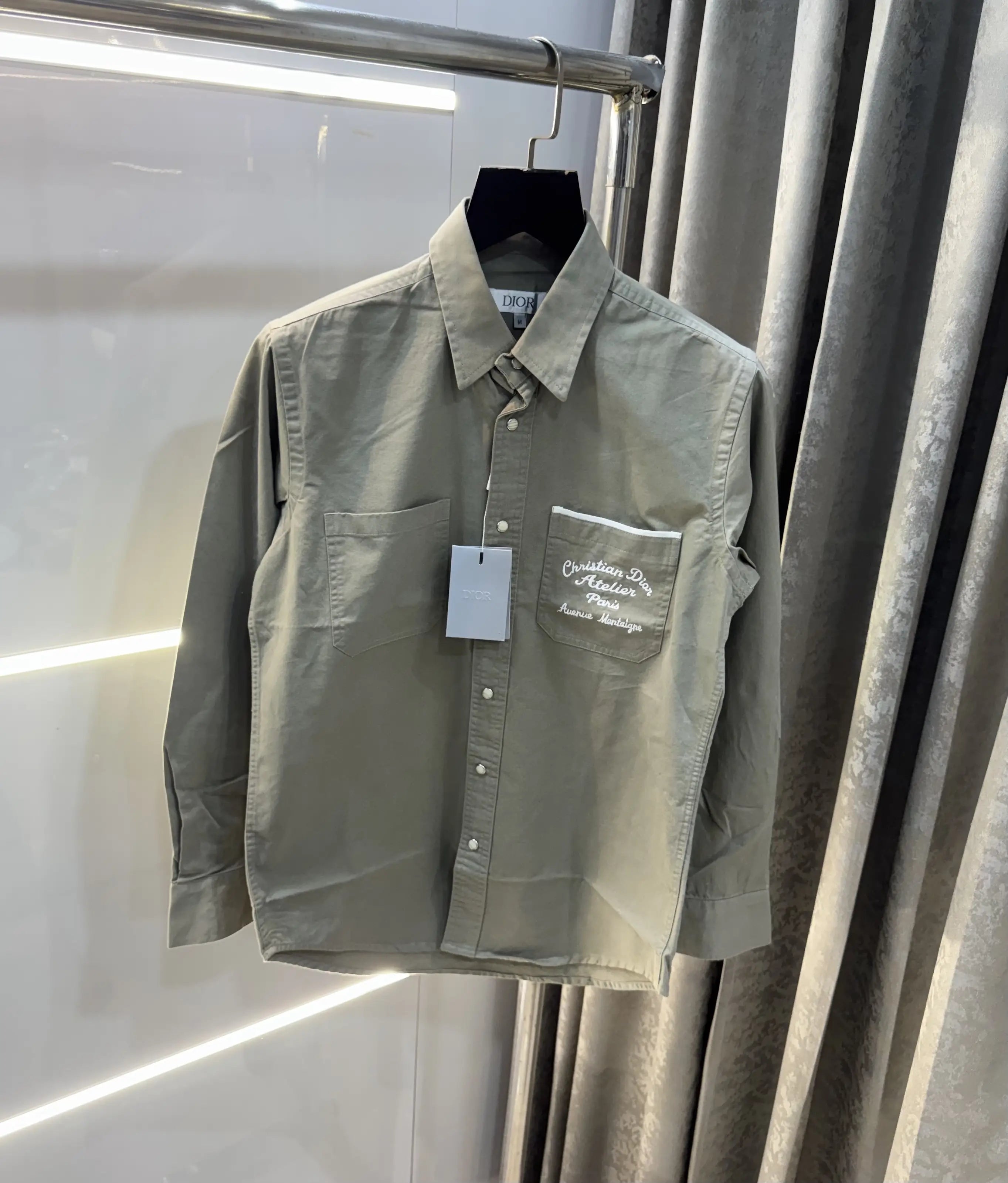 Christian Dior teal Green Embroidery Logo Premium Shirt Secondary image