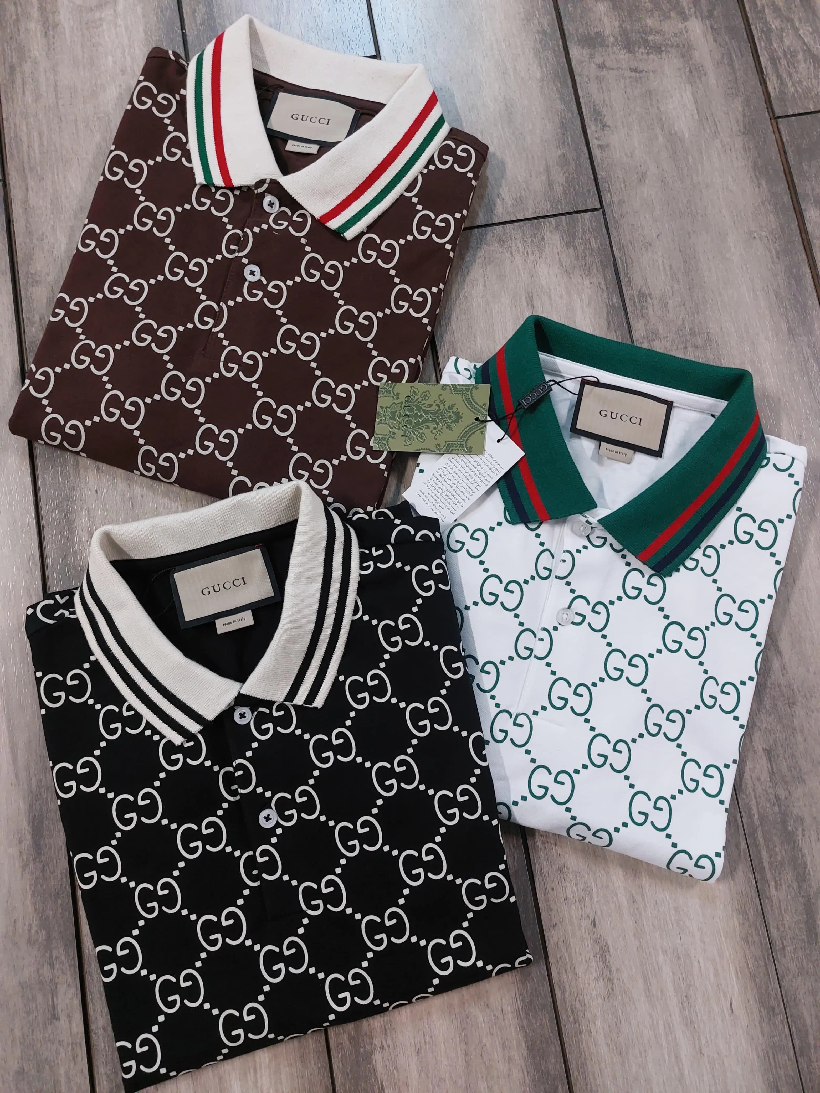 Gucc i Brown Monogram Premium Polo T-Shirt