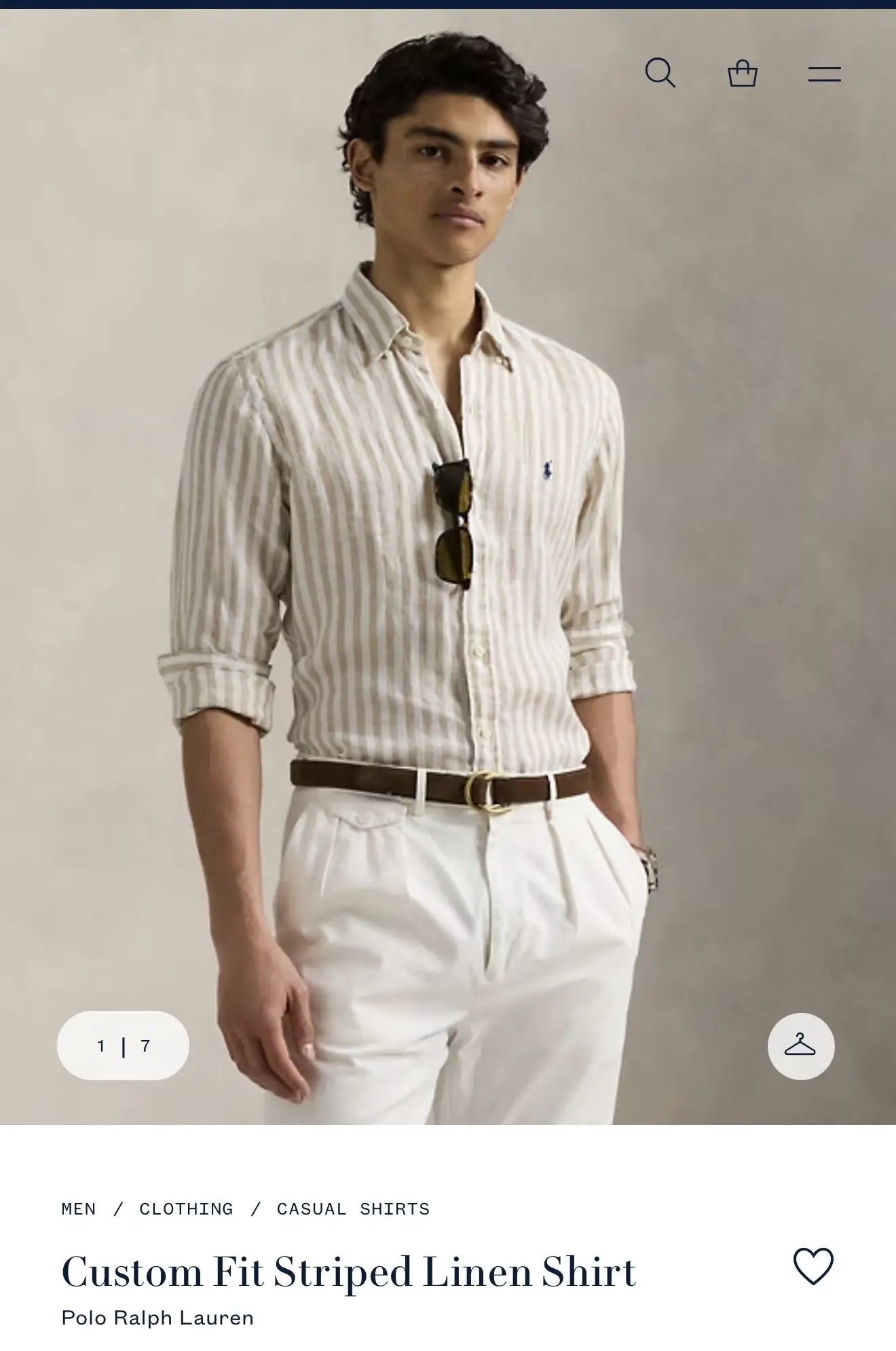 Ralph  Lauren Brown Stripes Premium Linen Shirt Main image