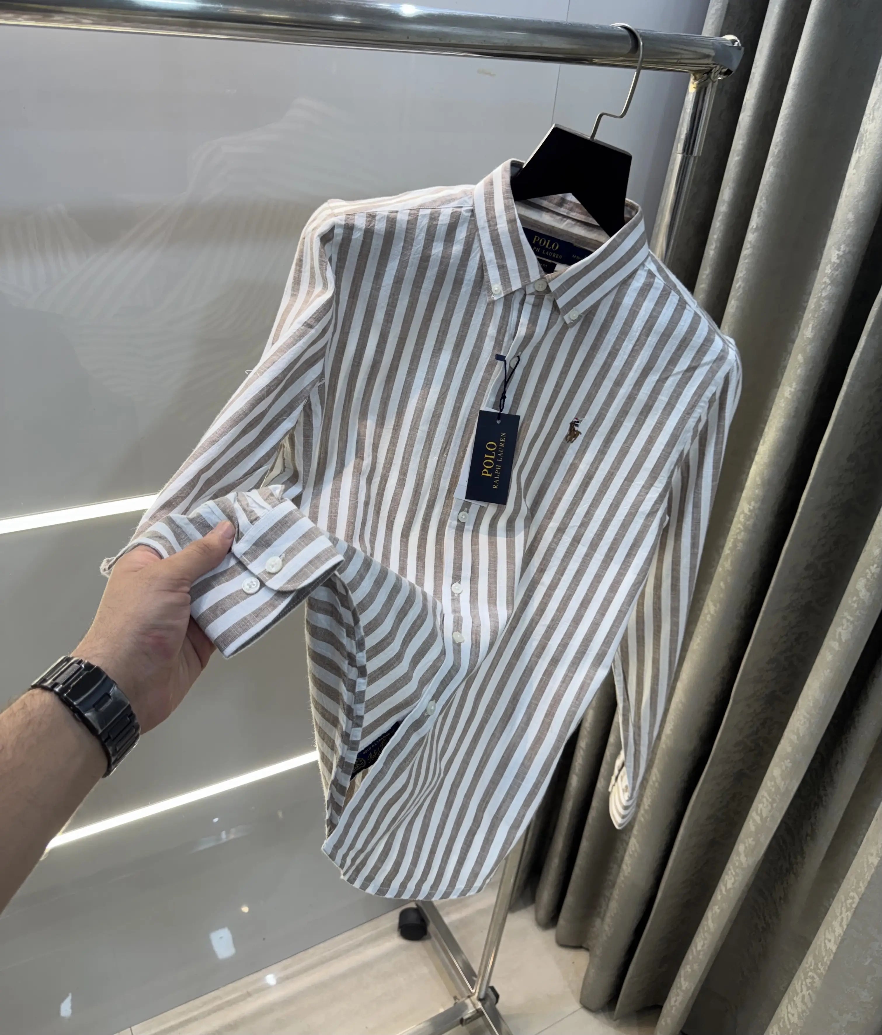 Ralph  Lauren Brown Stripes Premium Linen Shirt Secondary image