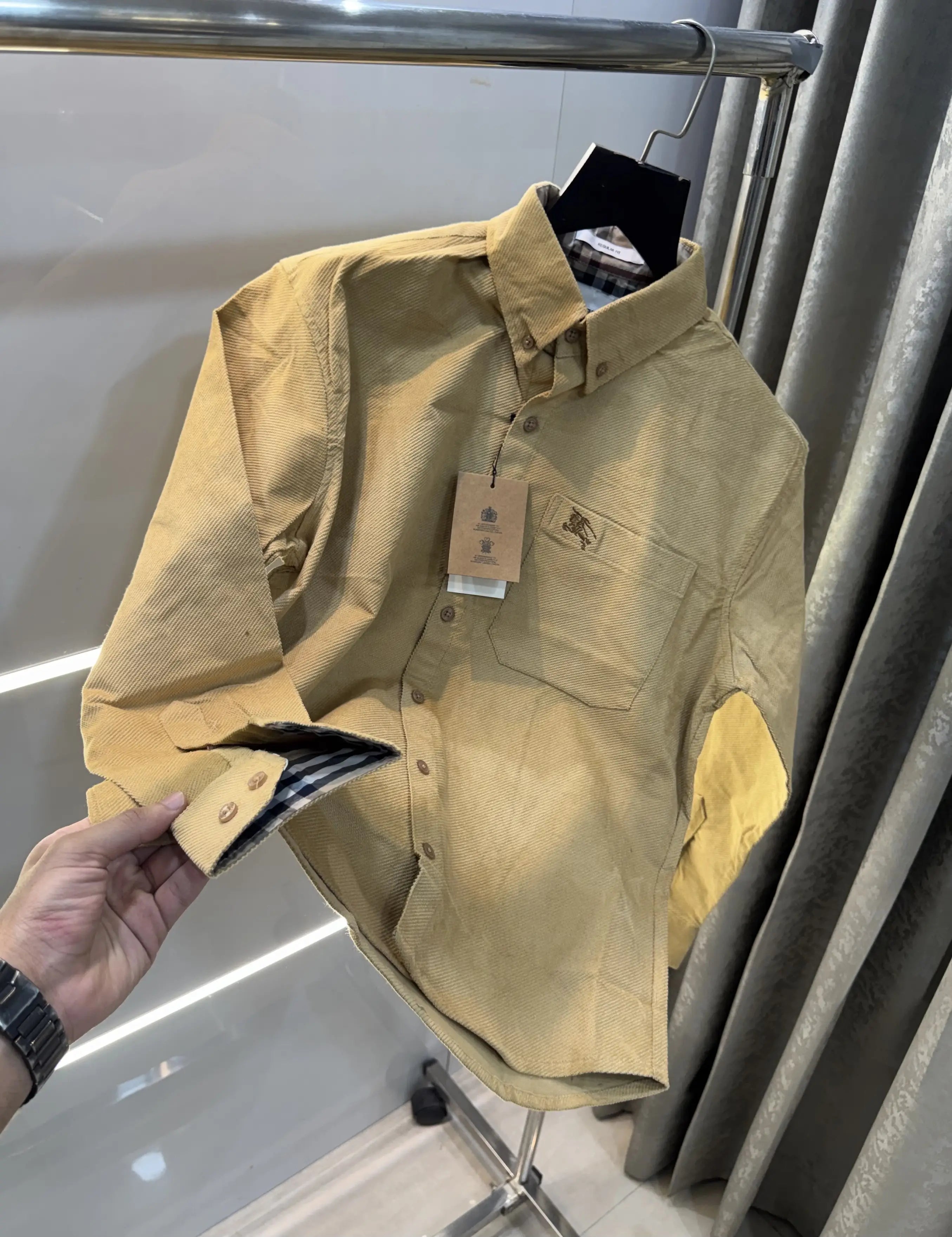 Burberr y Beige Classic Premium Cord Shirt Main image