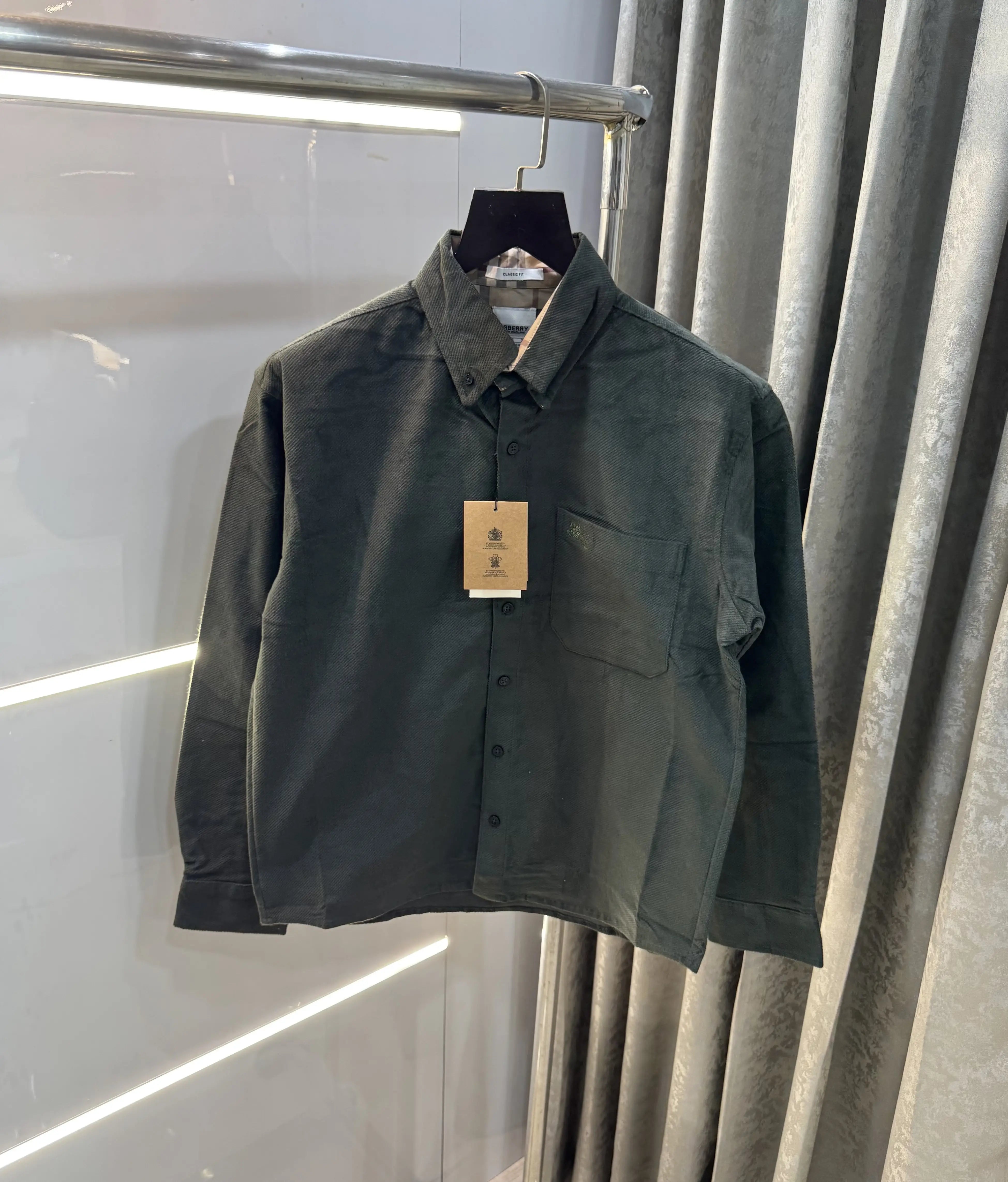 Burberr y Bottle Green Classic Premium Cord Shirt Secondary image