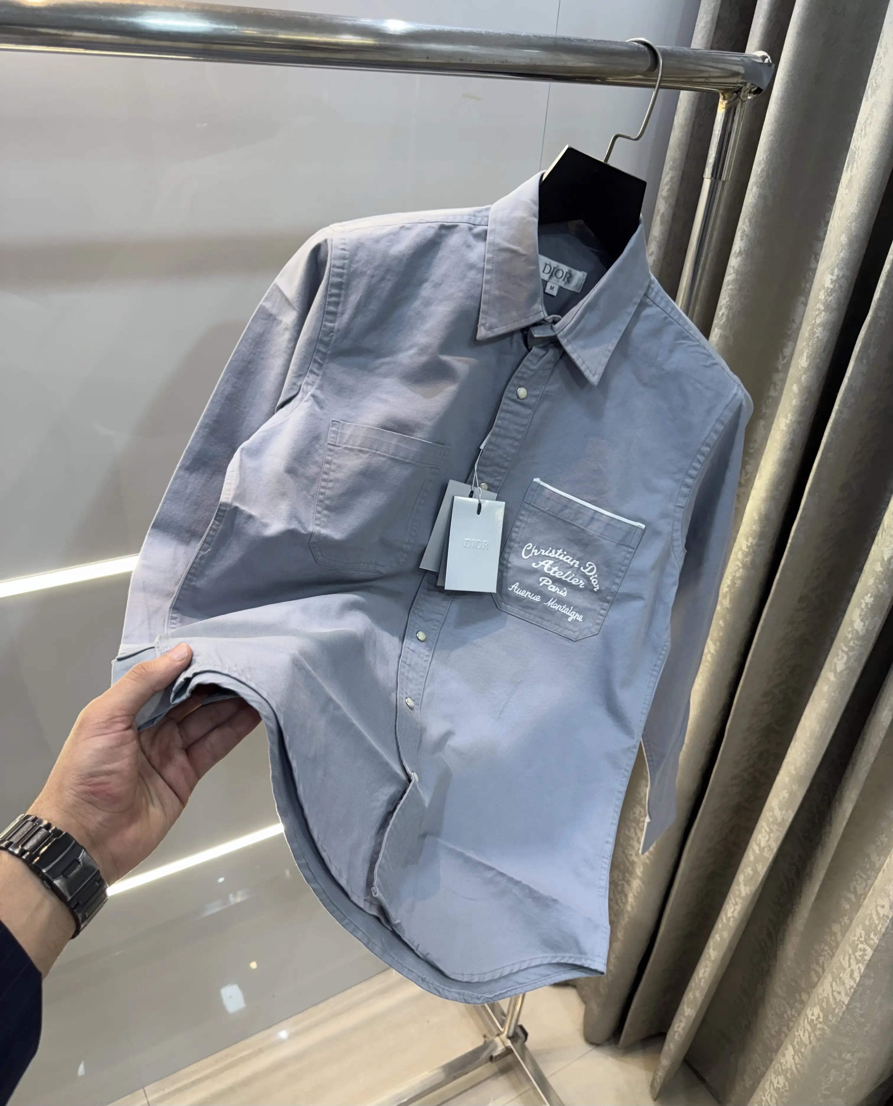 Christian Dior Sky Blue Embroidery Logo Premium Shirt Main image