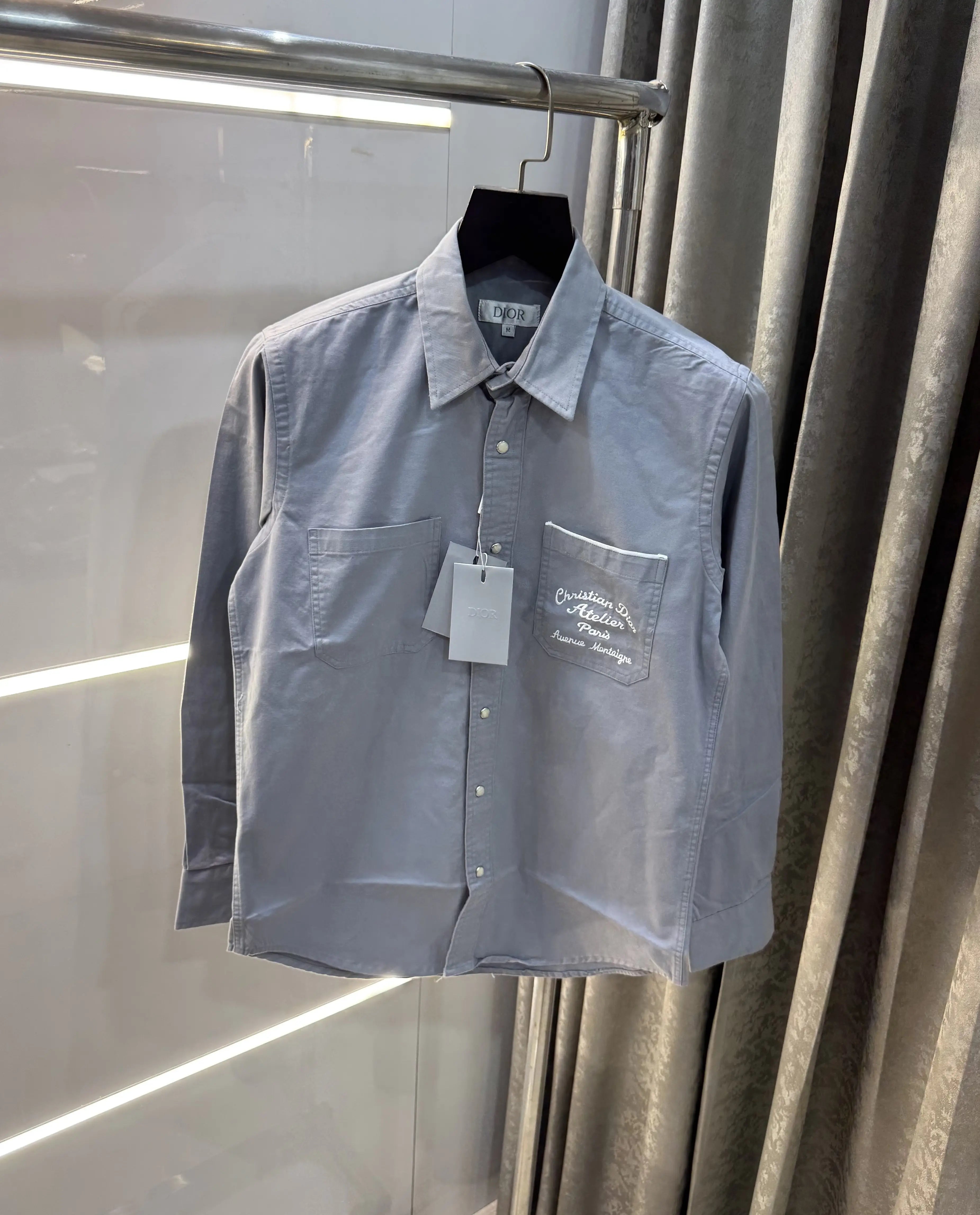 Christian Dior Sky Blue Embroidery Logo Premium Shirt Secondary image