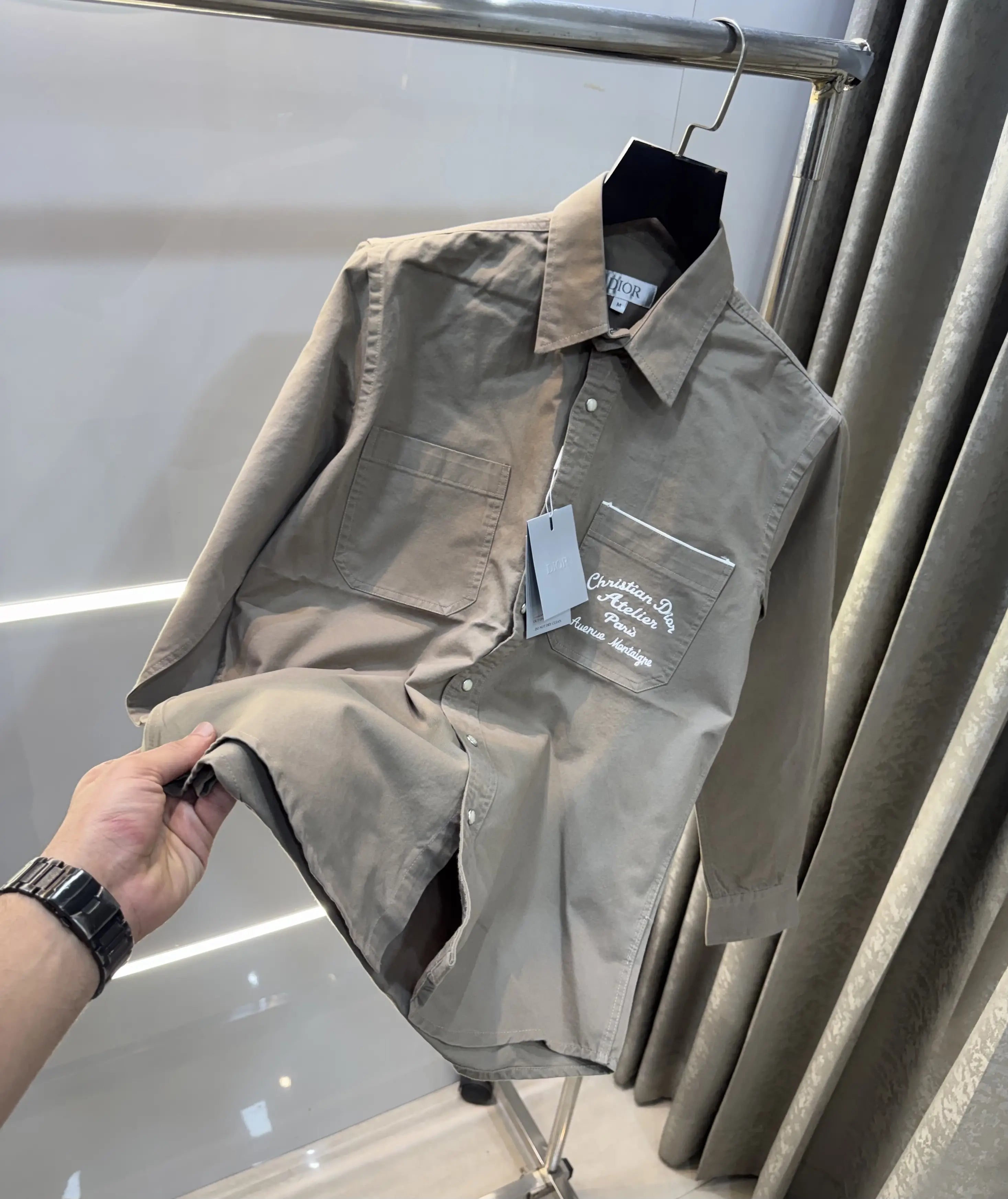Christian Dior Light Brown Embroidery Logo Premium Shirt Main image
