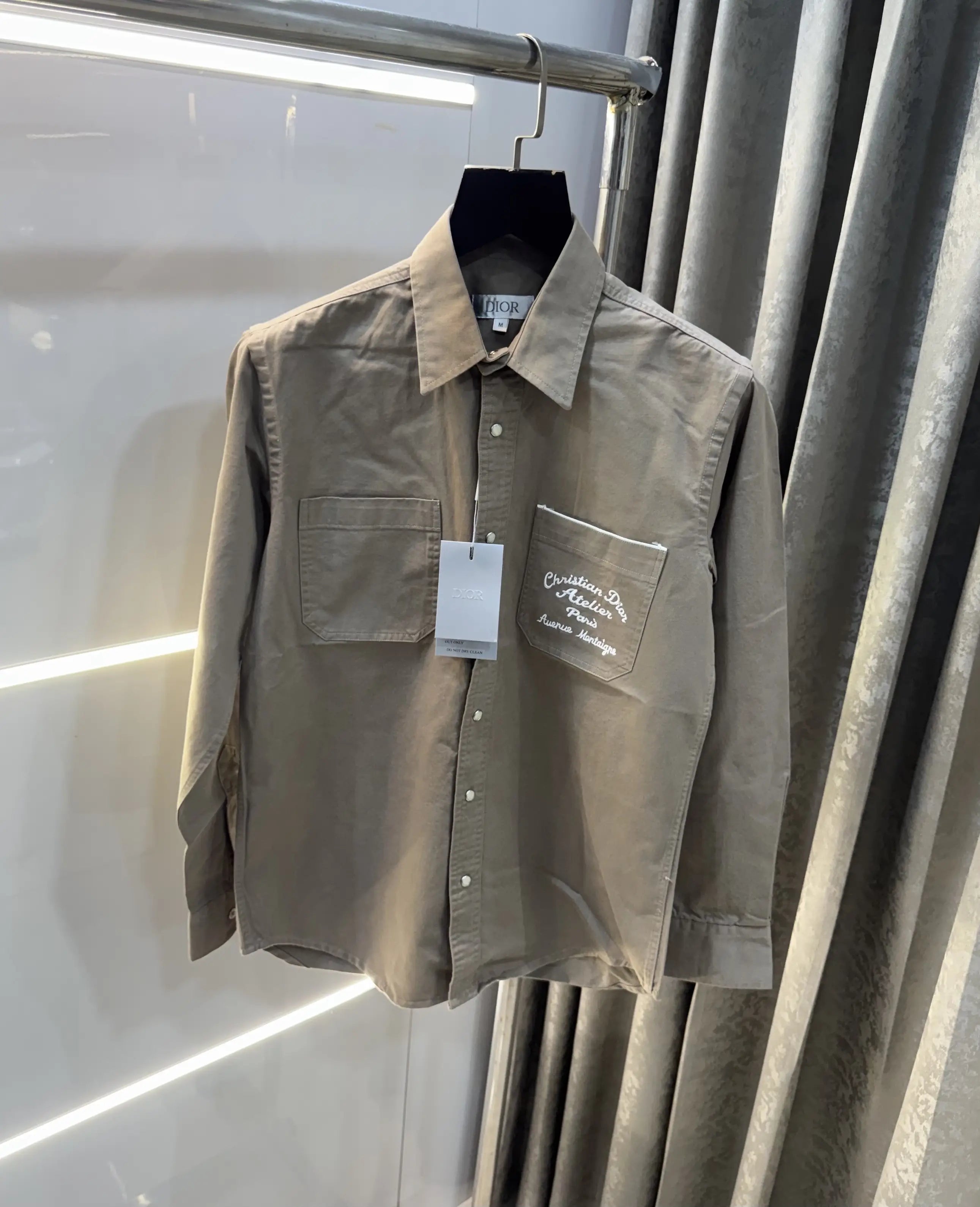 Christian Dior Light Brown Embroidery Logo Premium Shirt Secondary image