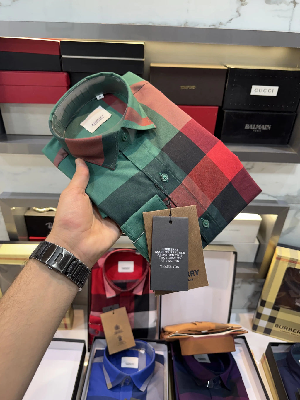 Burberr y Design 1 Checks Premium Shirt With Original Bo_-x Packing
