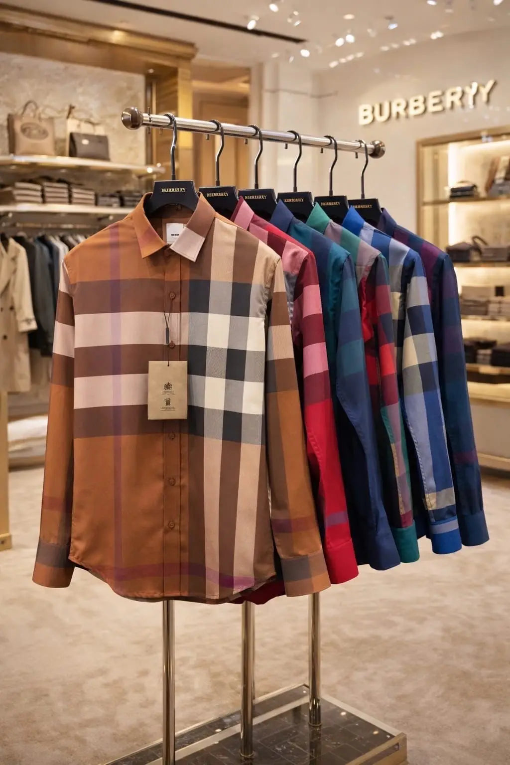 Burberr y Design 3 Checks Premium Shirt With Original Bo_-x Packing