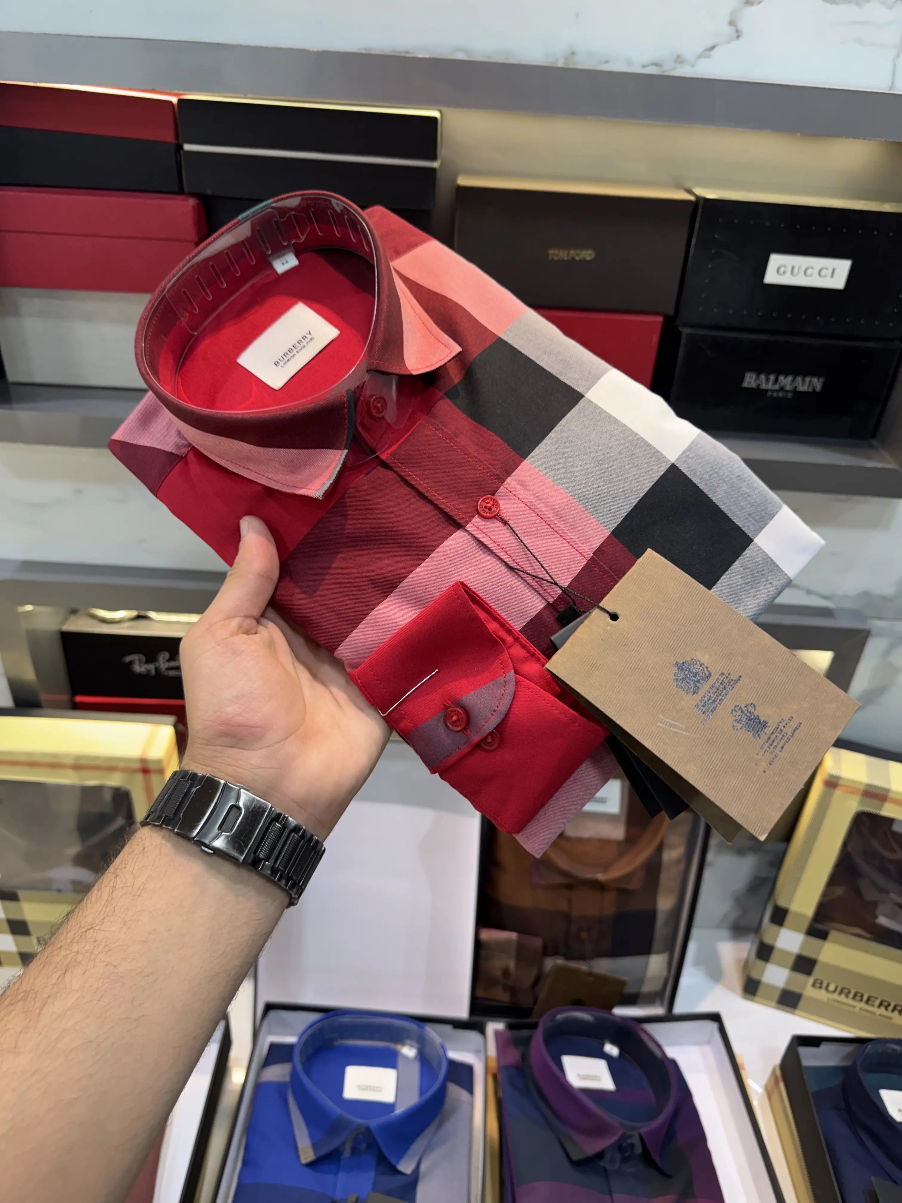 Burberr y Design 5 Checks Premium Shirt With Original Bo_-x Packing