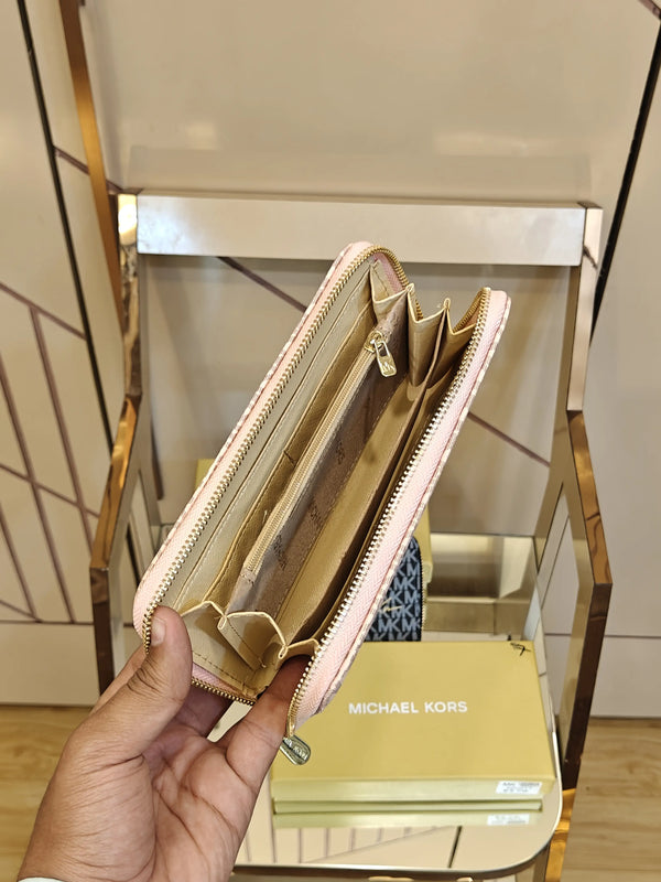 MK MICHAEL KORS PREMIUM QUALITY LONG WALLET WITH OVERALL MONOGRAM PRINT & OG BOX