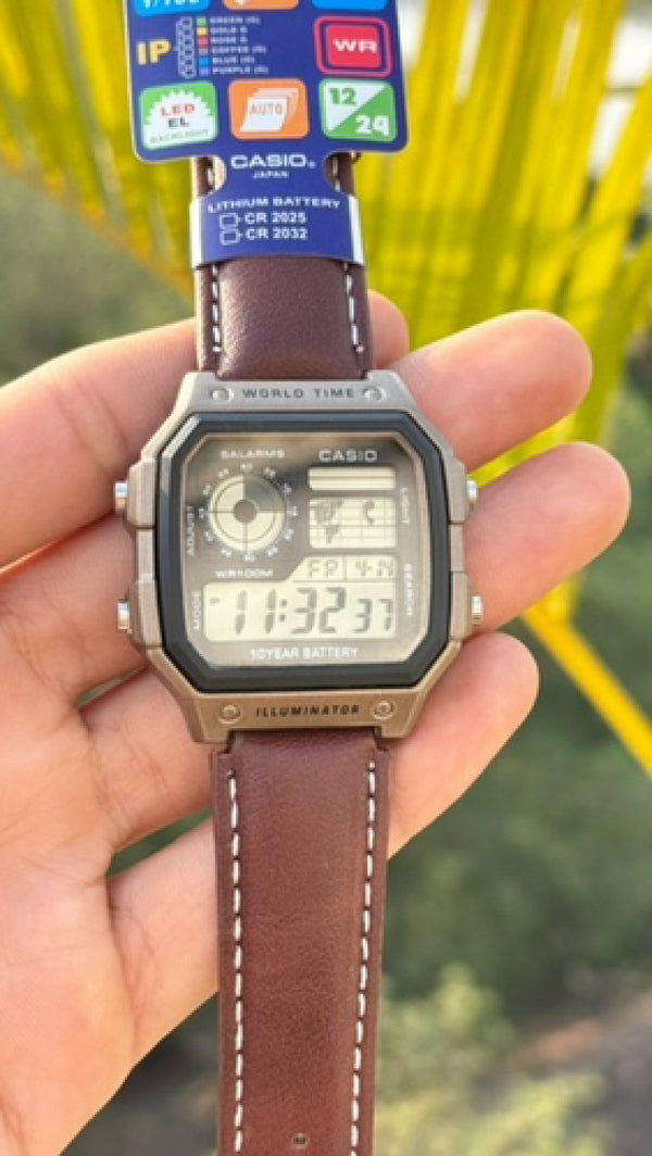 CASIO 1200 leather strap metal body