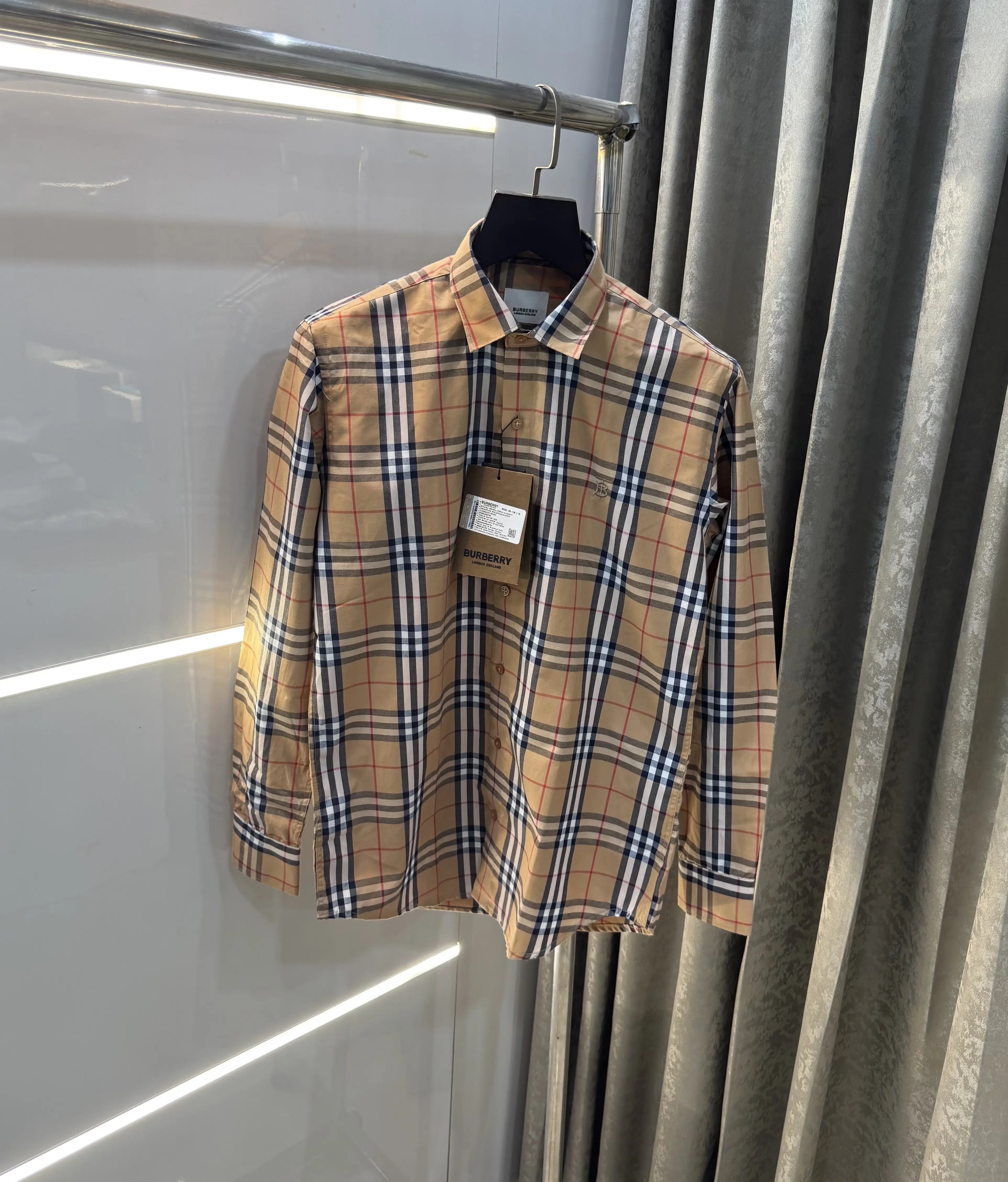 Burberry Beige Small Checks Premium Shirt Secondary image