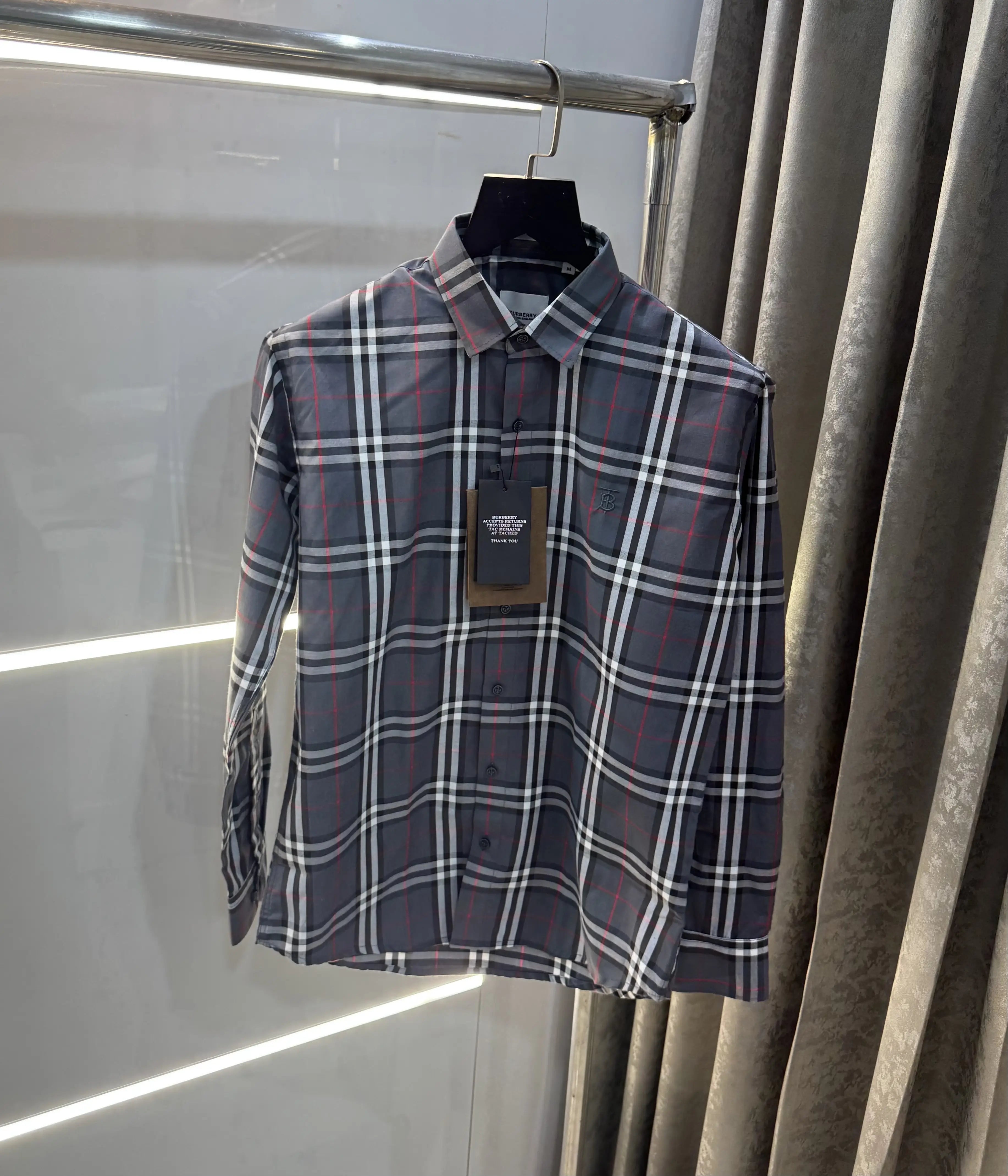 Burberry Grey Small Checks Premium Shirt Secondary image