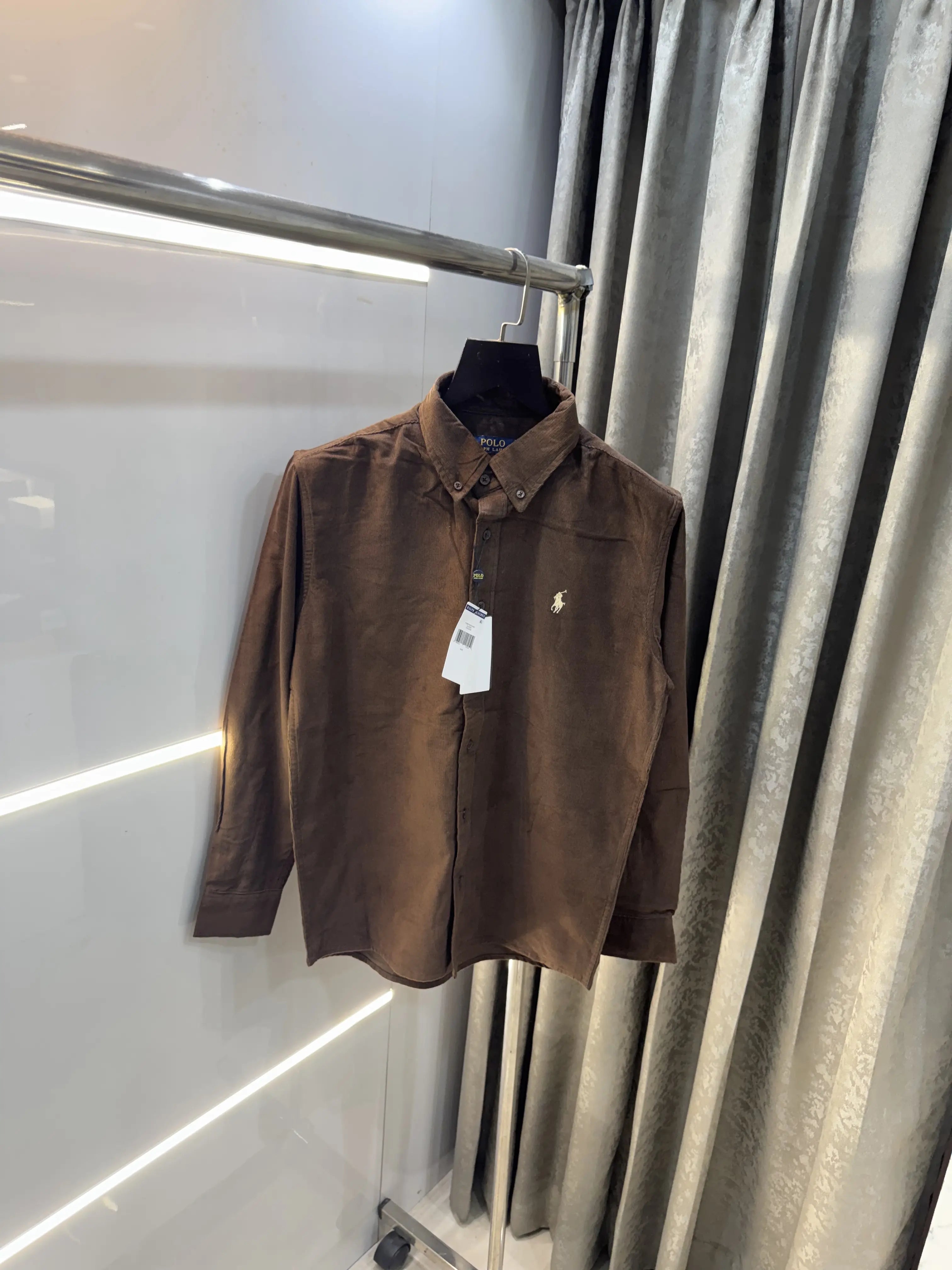 Ralph  Lauren Brown Embroidry Logo Premium Cord Shirt Main image