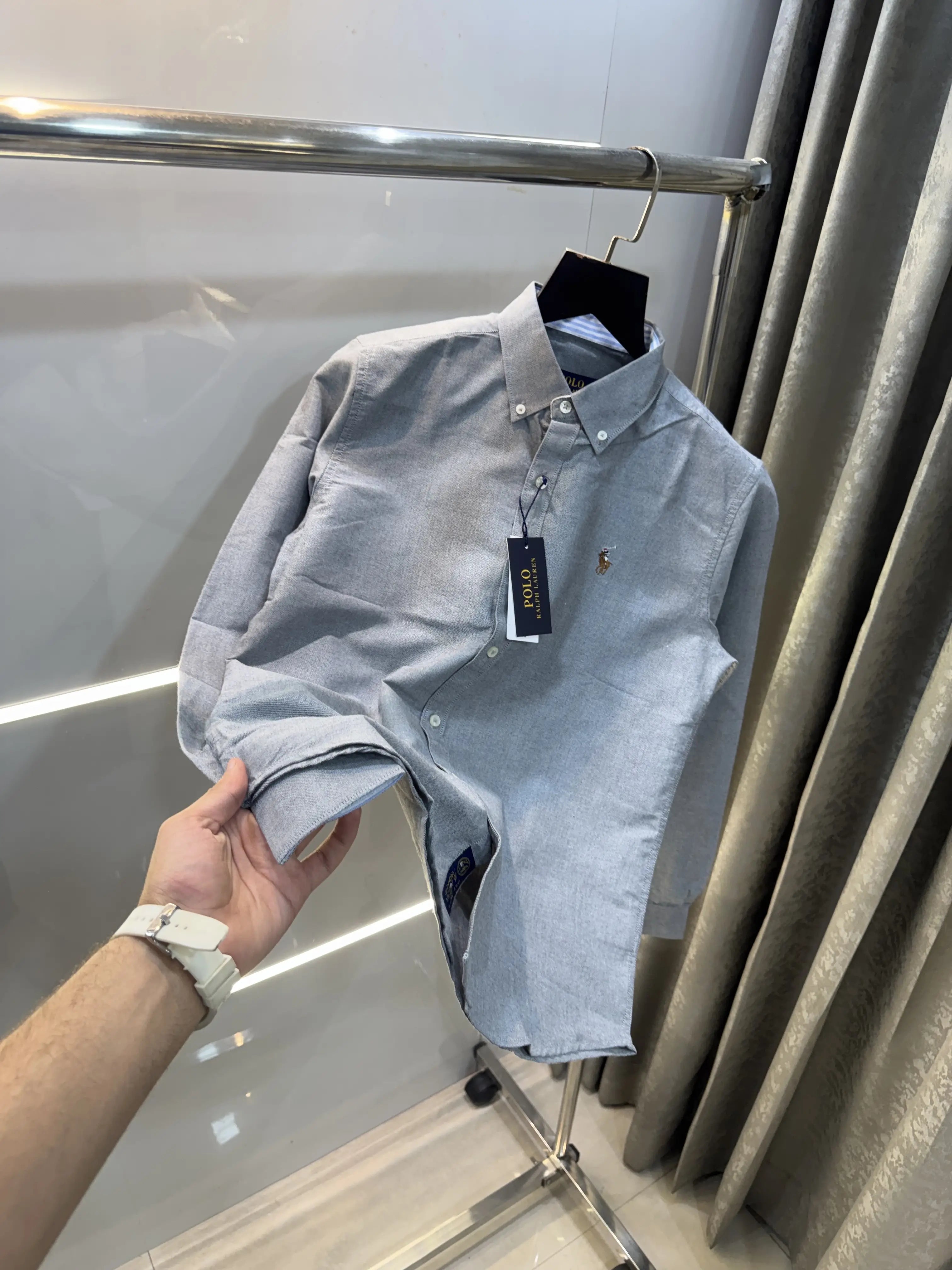 Ralph  Lauren Grey Embroidry Logo Premium Shirt Main image
