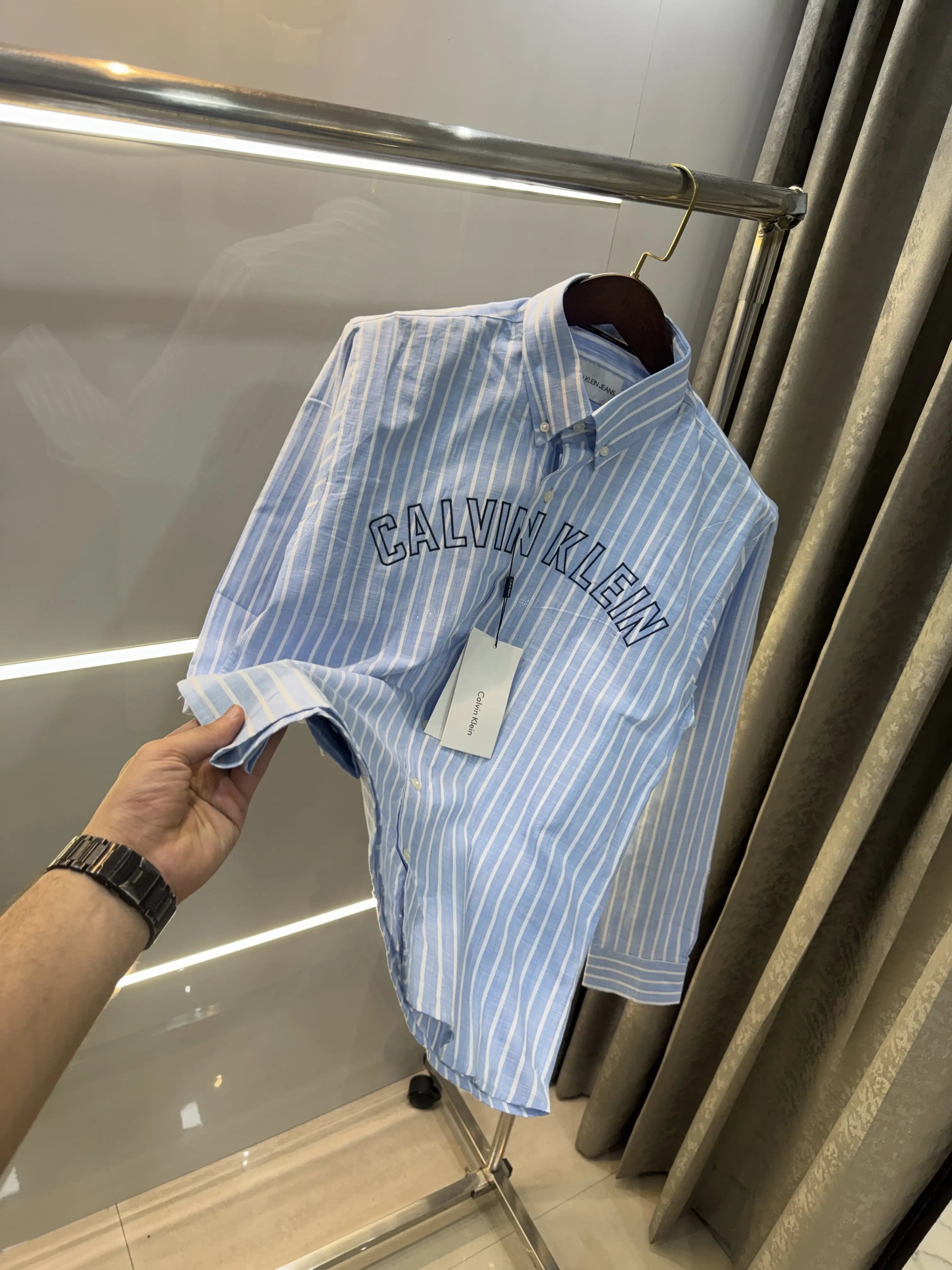 Calvin Klein Sky Blue Stripes Premium Shirt Secondary image