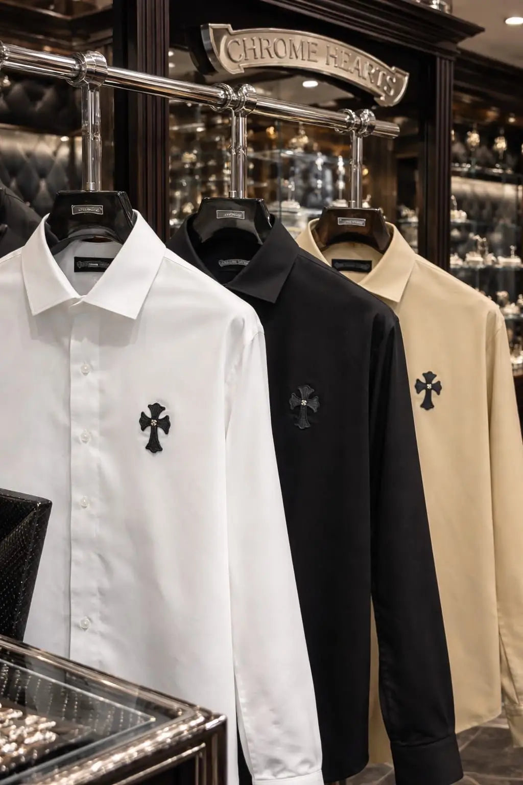 Chrome Hearts Beige Logo Work Premium Shirt