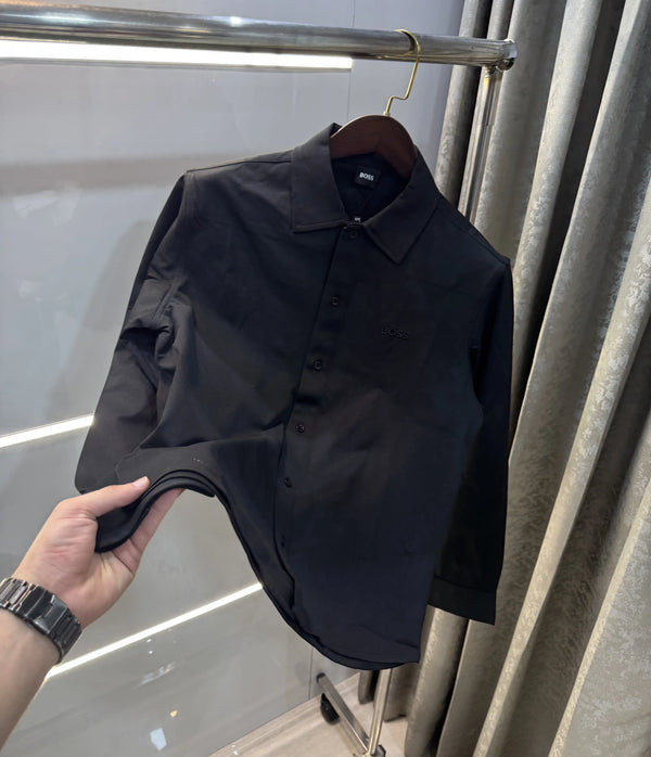 Hugo Bos s Black Embroidery Logo Imported Shirt
