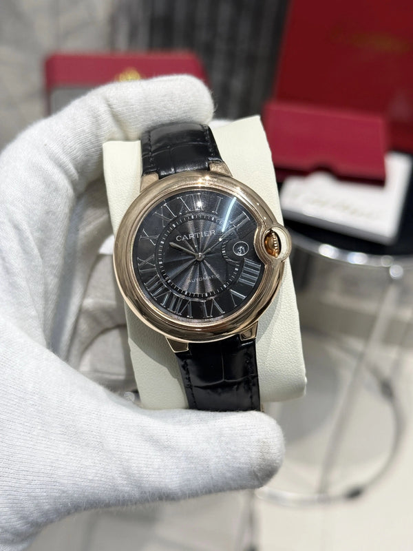 CARTIER BALLON BLACK ROSEGOLD WITH CROCO STRAP