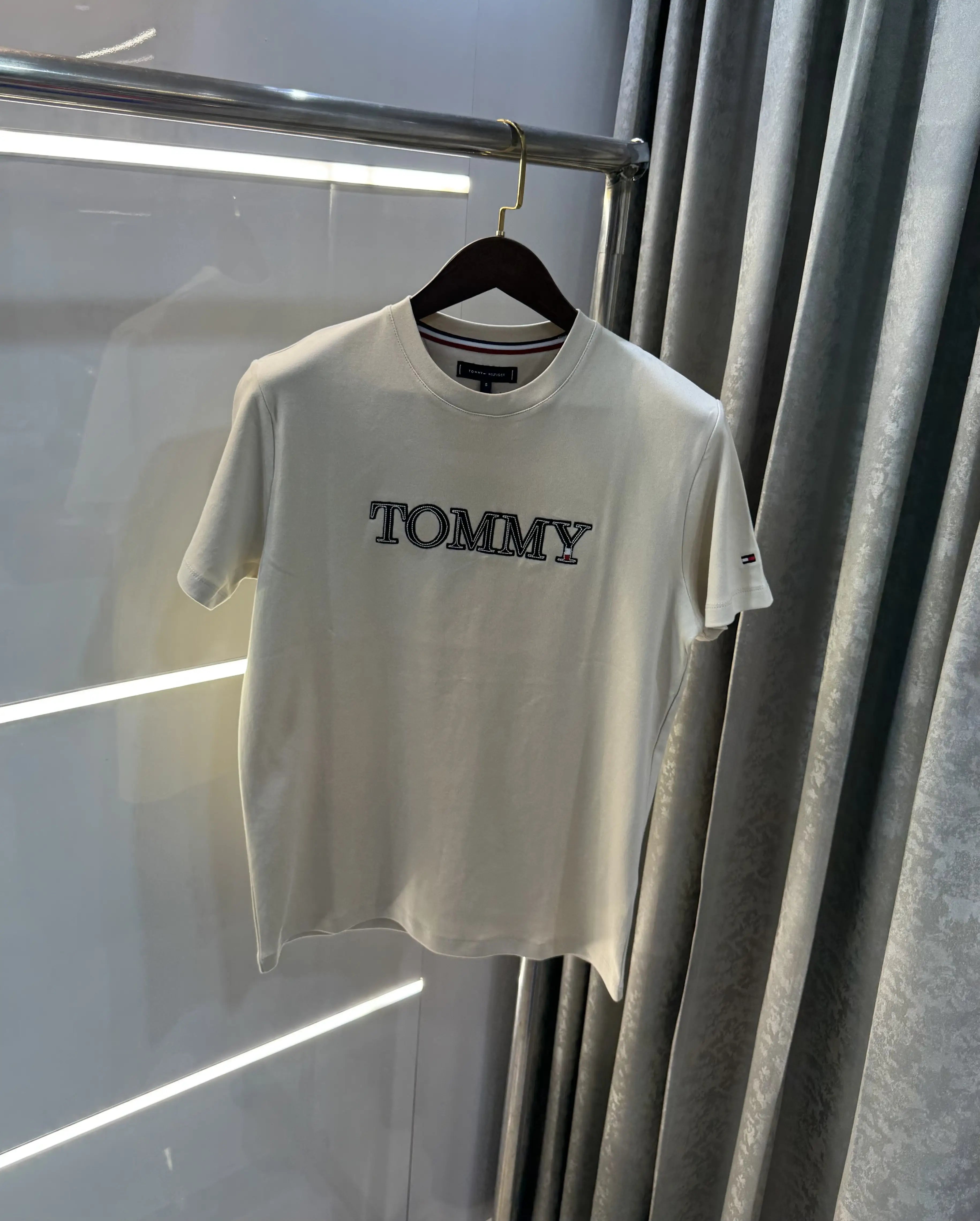 Tommy Hilfiger Cream Logo Work Premium Polo T-Shirt